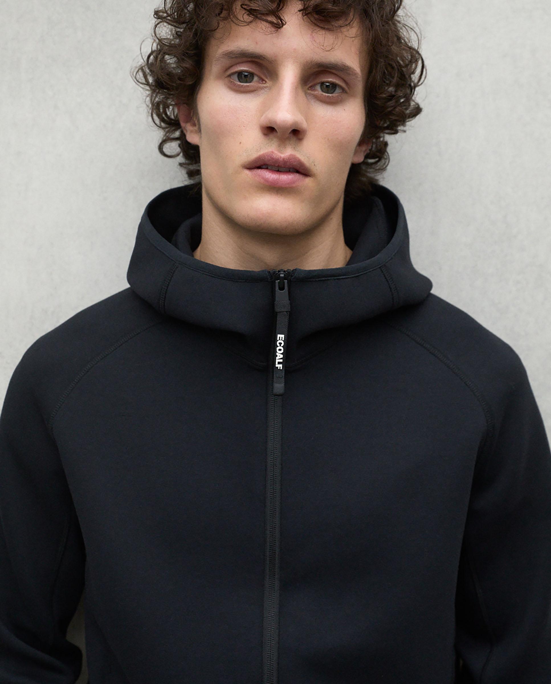 Sudadera de hombre con capucha y cierre de cremallera - Ecoalf - Negro Negro-3