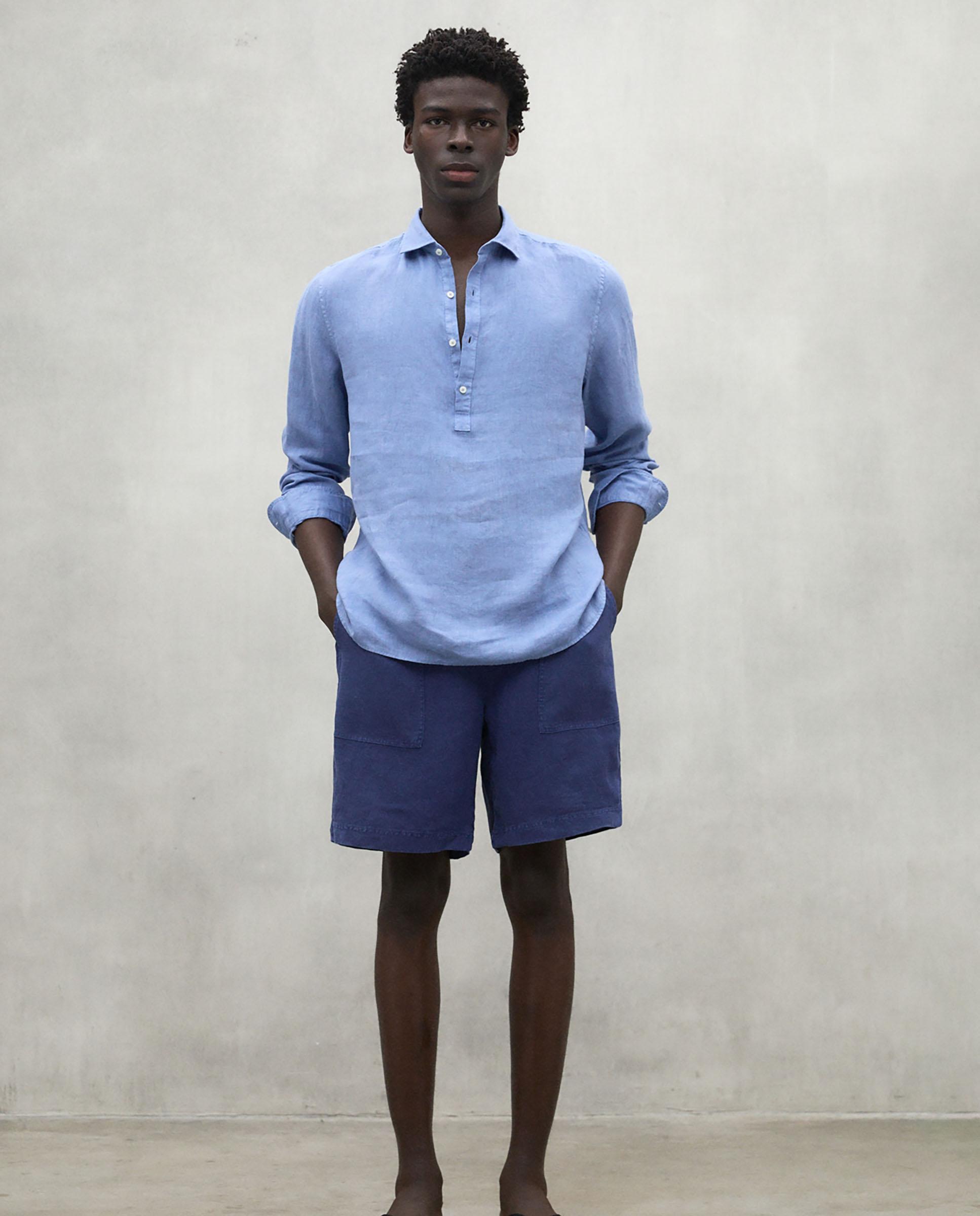 Ecoalf - Pantalones cortos de lino de hombre con cintura de goma y ajuste de cordón.