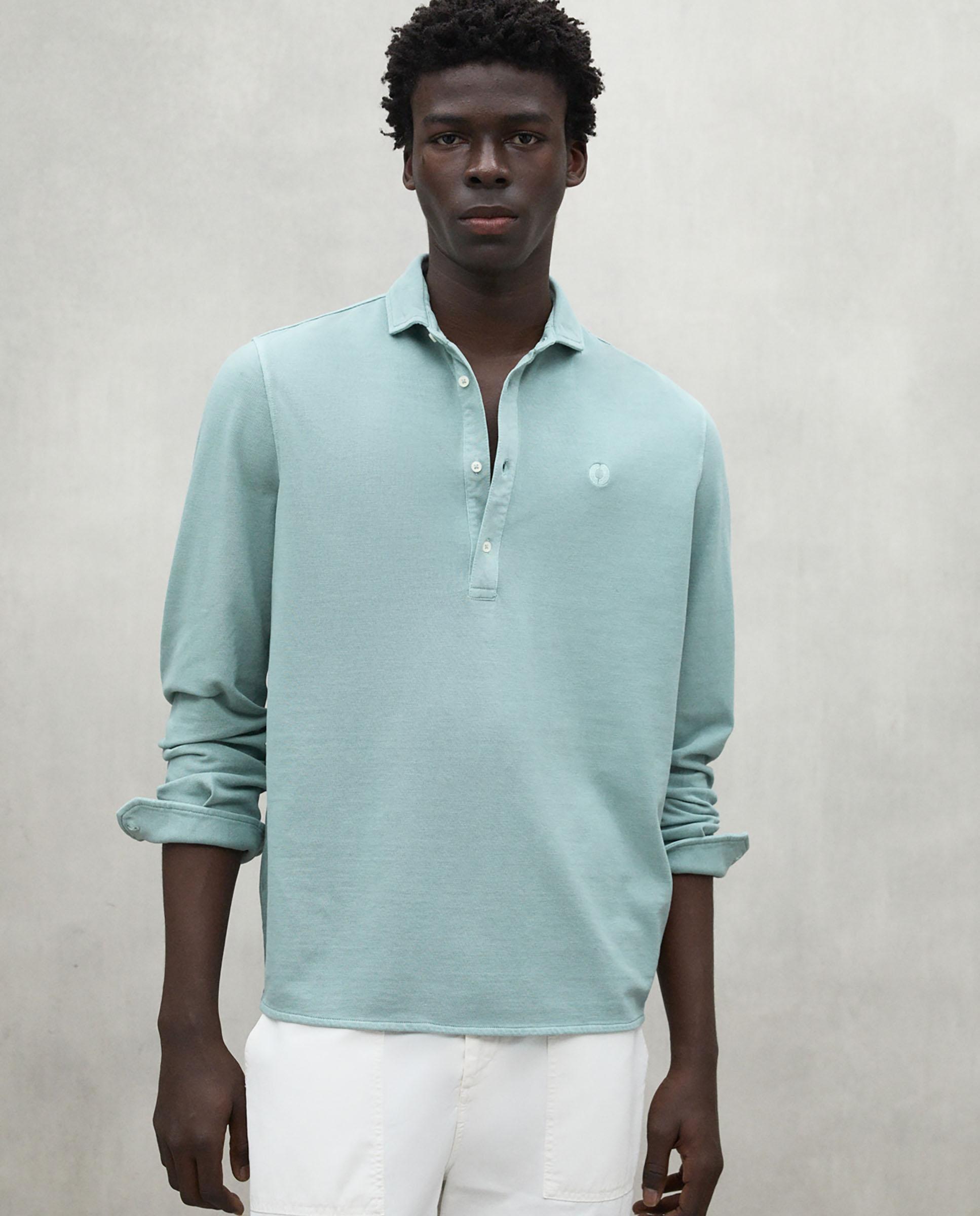 Ecoalf - Camisa de hombre lisa de manga larga y cuello de pico.