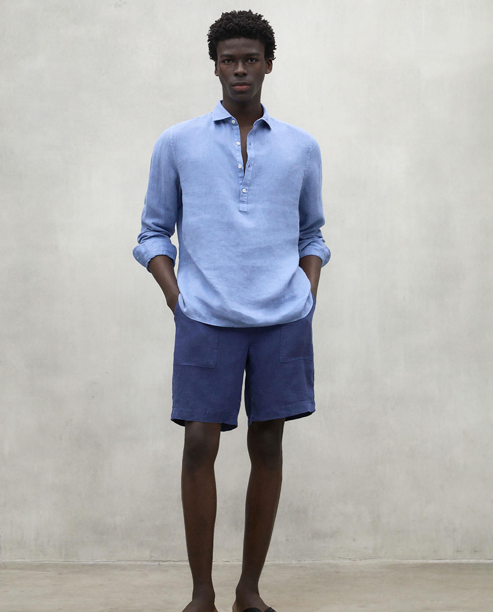 Camisa de hombre polino de lino - Ecoalf - Azul Azul-1
