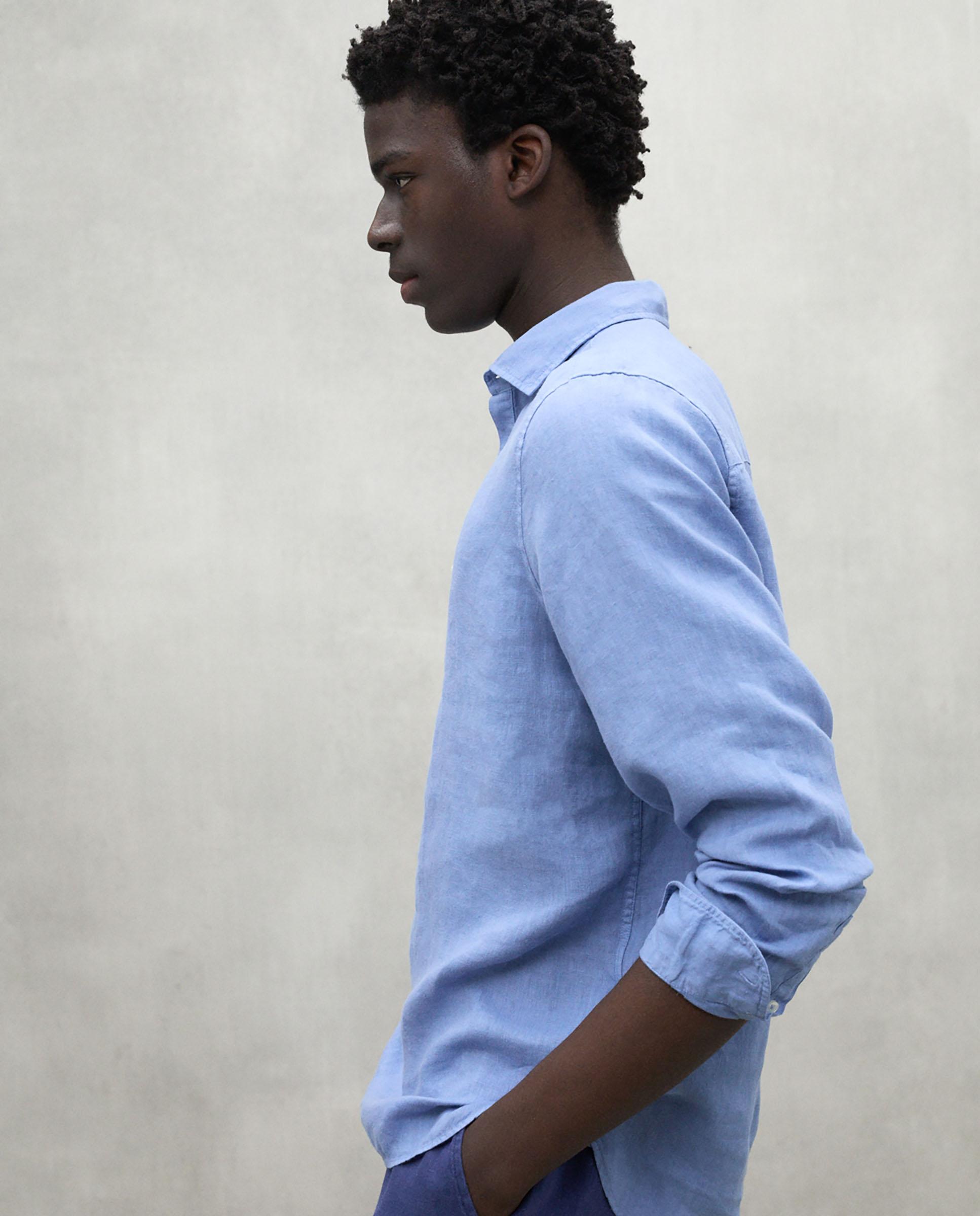 Camisa de hombre polino de lino - Ecoalf - Azul Azul-2