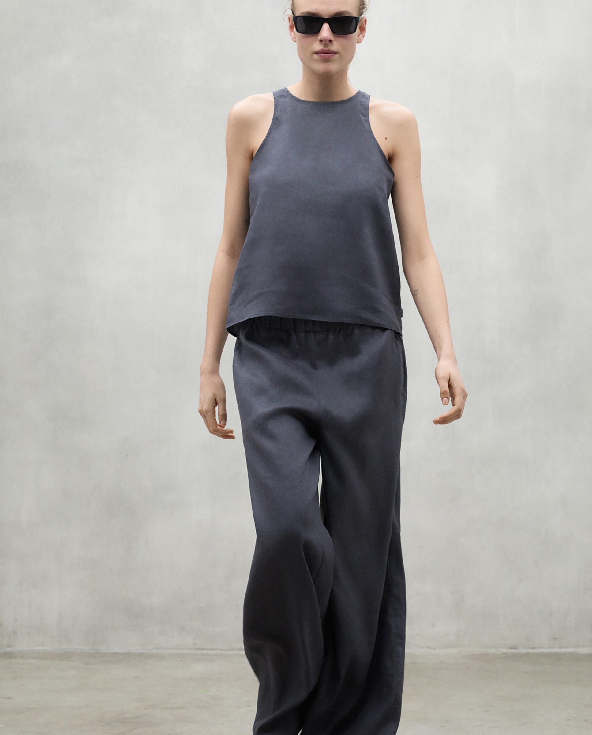 Camisa de mujer sin mangas con botón en la espalda - Ecoalf - Gris Piedra Gris Piedra-3