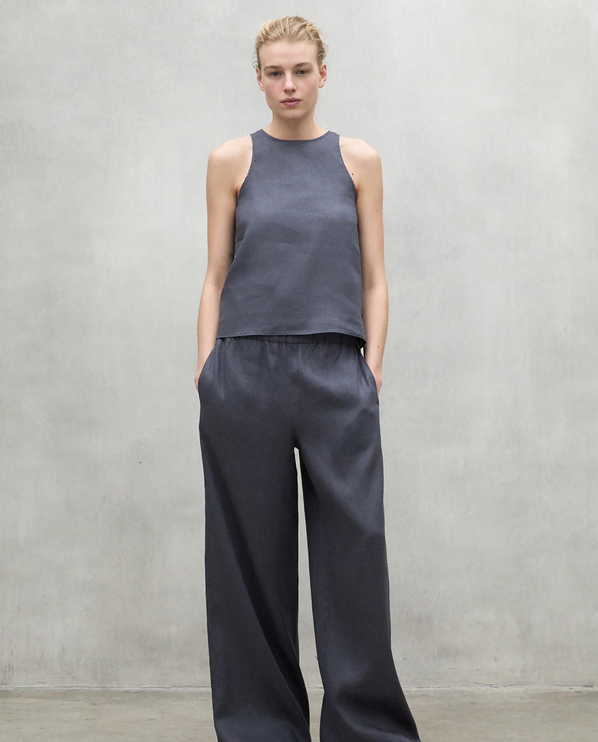 Camisa de mujer sin mangas con botón en la espalda - Ecoalf - Gris Piedra Gris Piedra-4