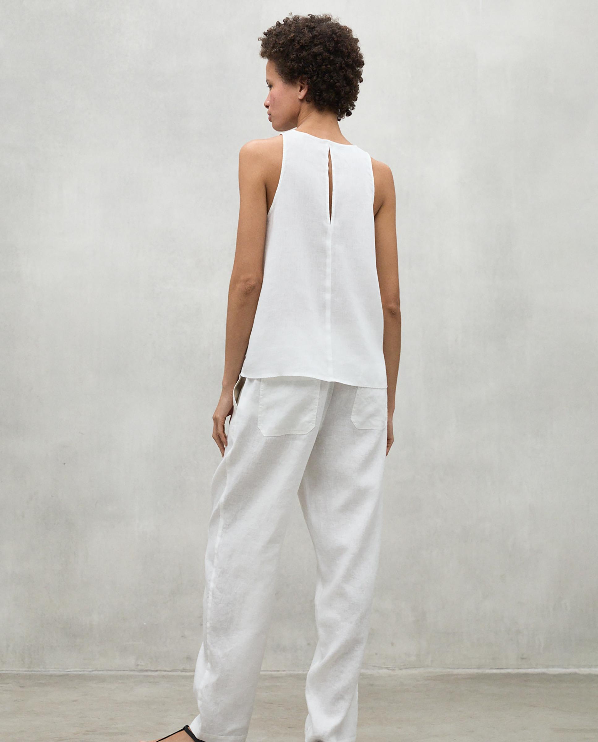 Camisa de mujer sin mangas con botón en la espalda - Ecoalf - Blanco Blanco-2