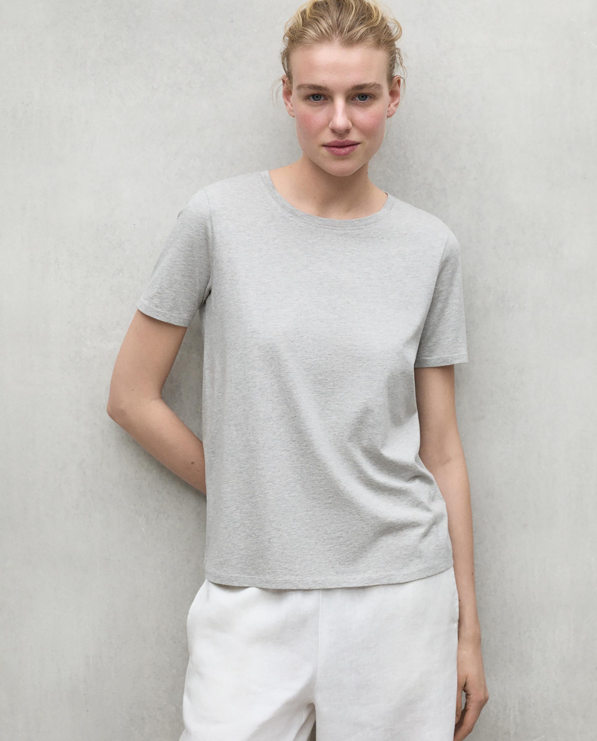 Ecoalf - Camiseta de mujer lisa de manga corta y cuello redondo.
