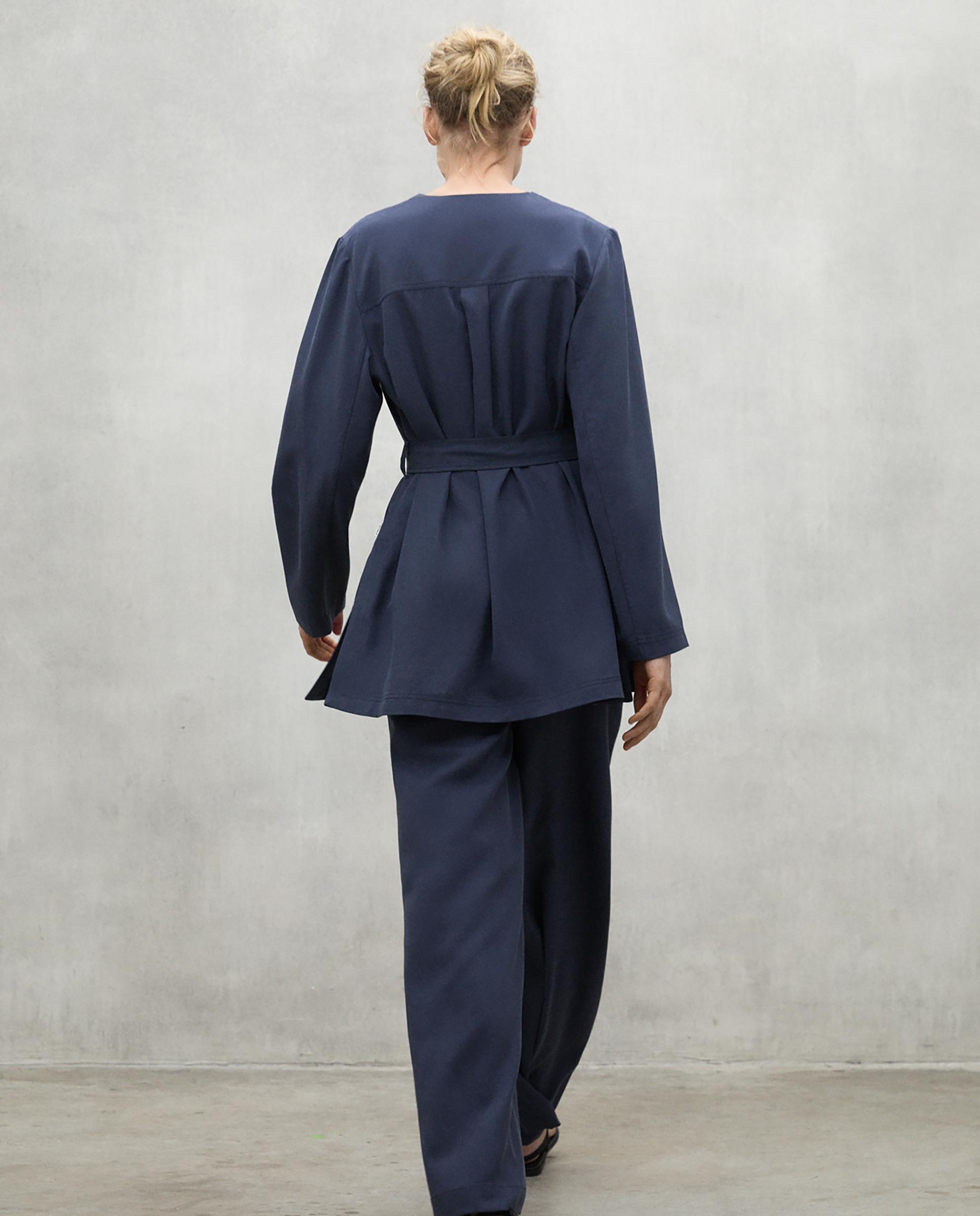 Chaqueta de mujer lisa con ajuste de cordón en cintura - Ecoalf - Azul marino Azul marino-2