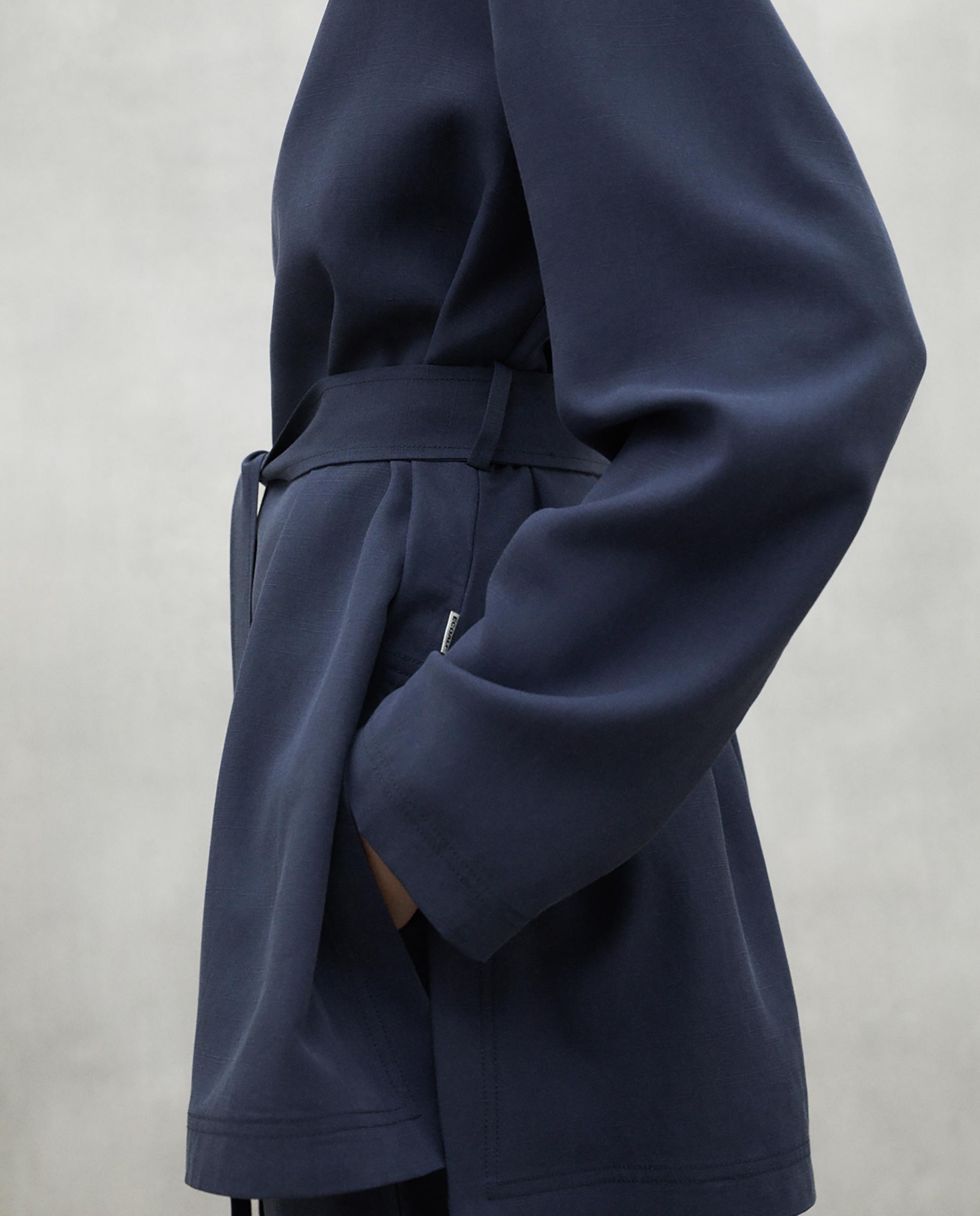 Chaqueta de mujer lisa con ajuste de cordón en cintura - Ecoalf - Azul marino Azul marino-5