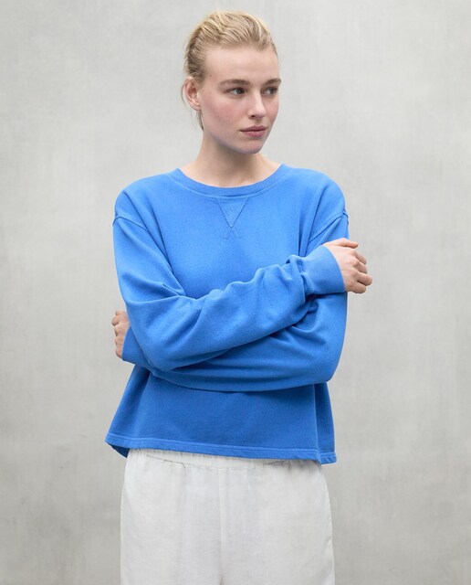 Imagen 0 de Sudadera de mujer con cuello redondo y cuello y puños de canalé