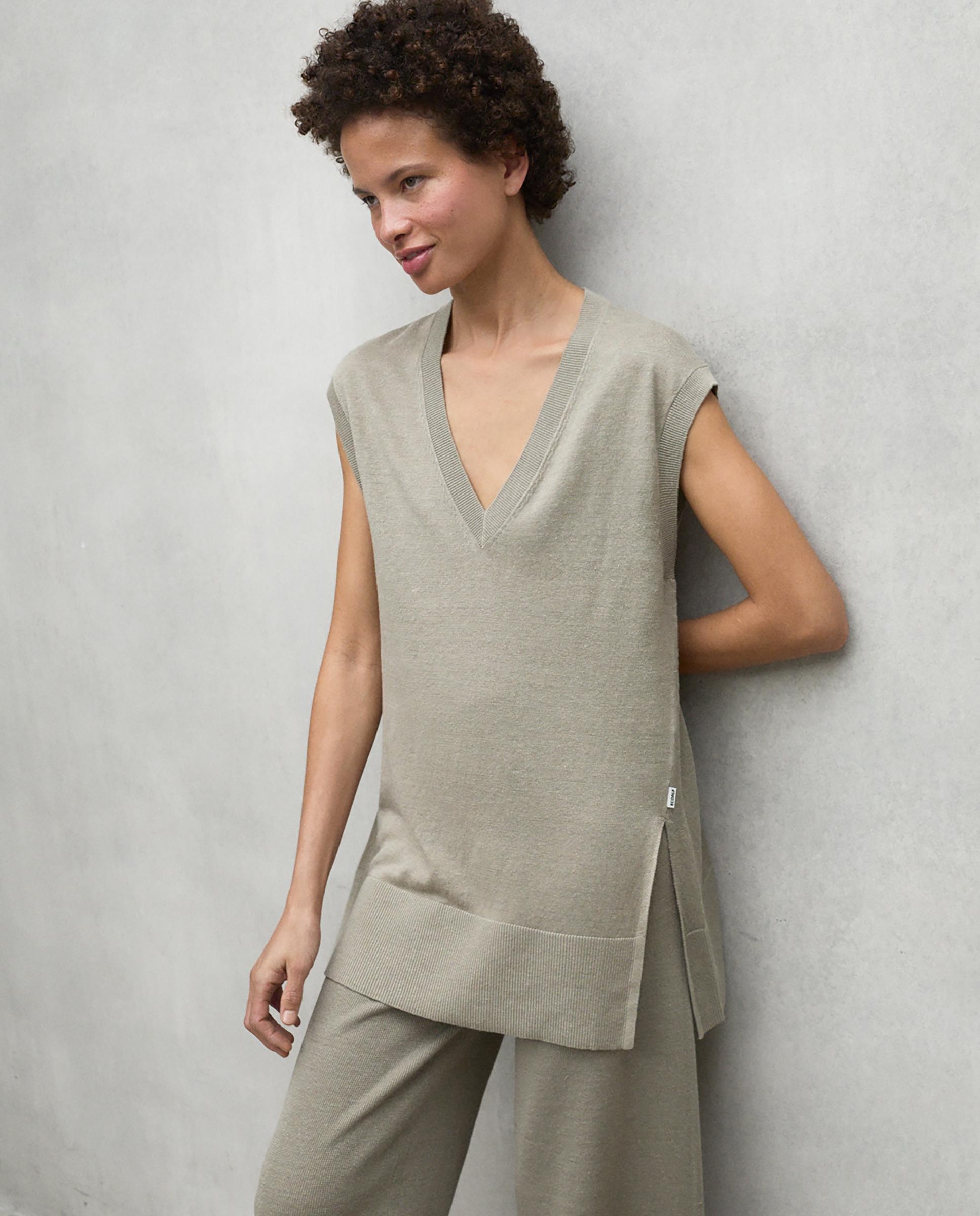 Ecoalf - Pantalón recto de mujer con cintura ajustable con banda elástica.