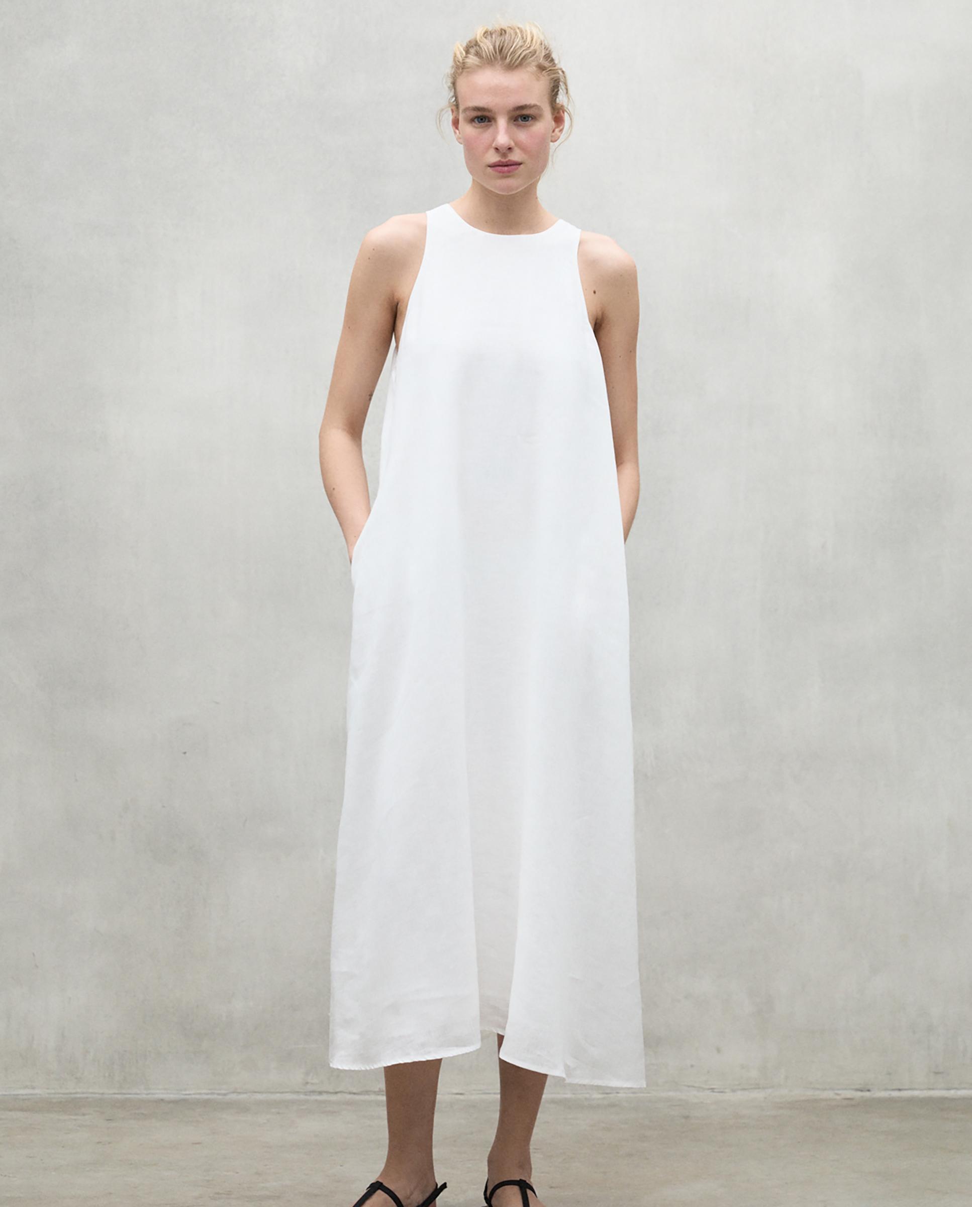 Vestido largo sin mangas de lino - Ecoalf - Blanco Blanco-1