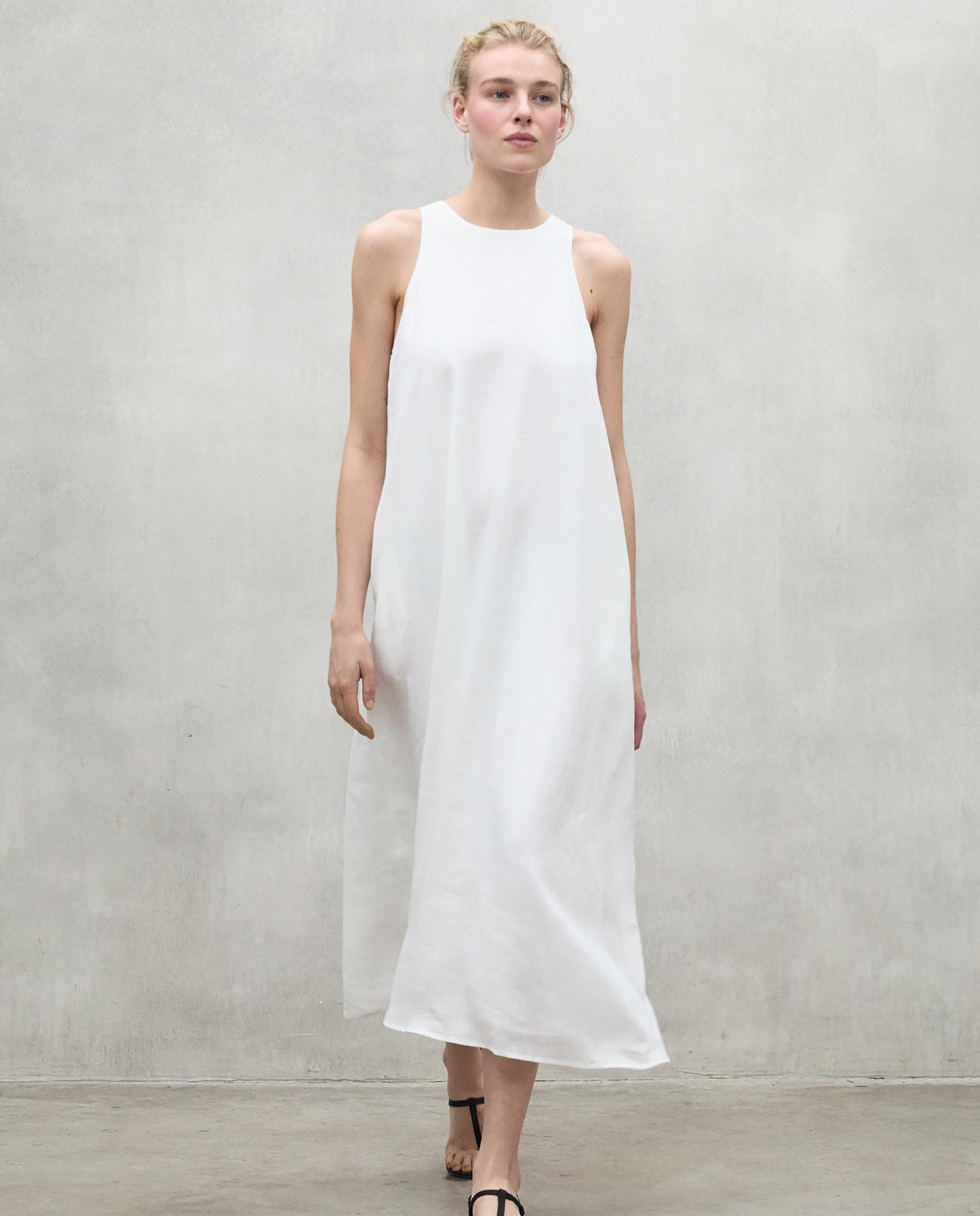 Vestido largo sin mangas de lino - Ecoalf - Blanco Blanco-2