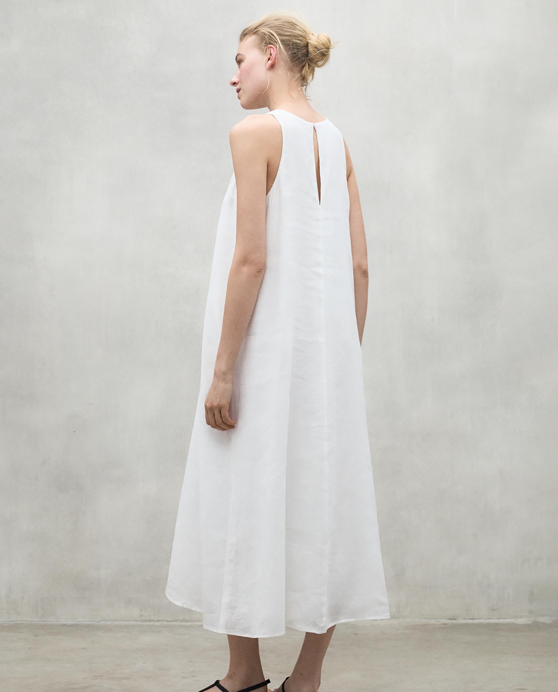 Vestido largo sin mangas de lino - Ecoalf - Blanco Blanco-3