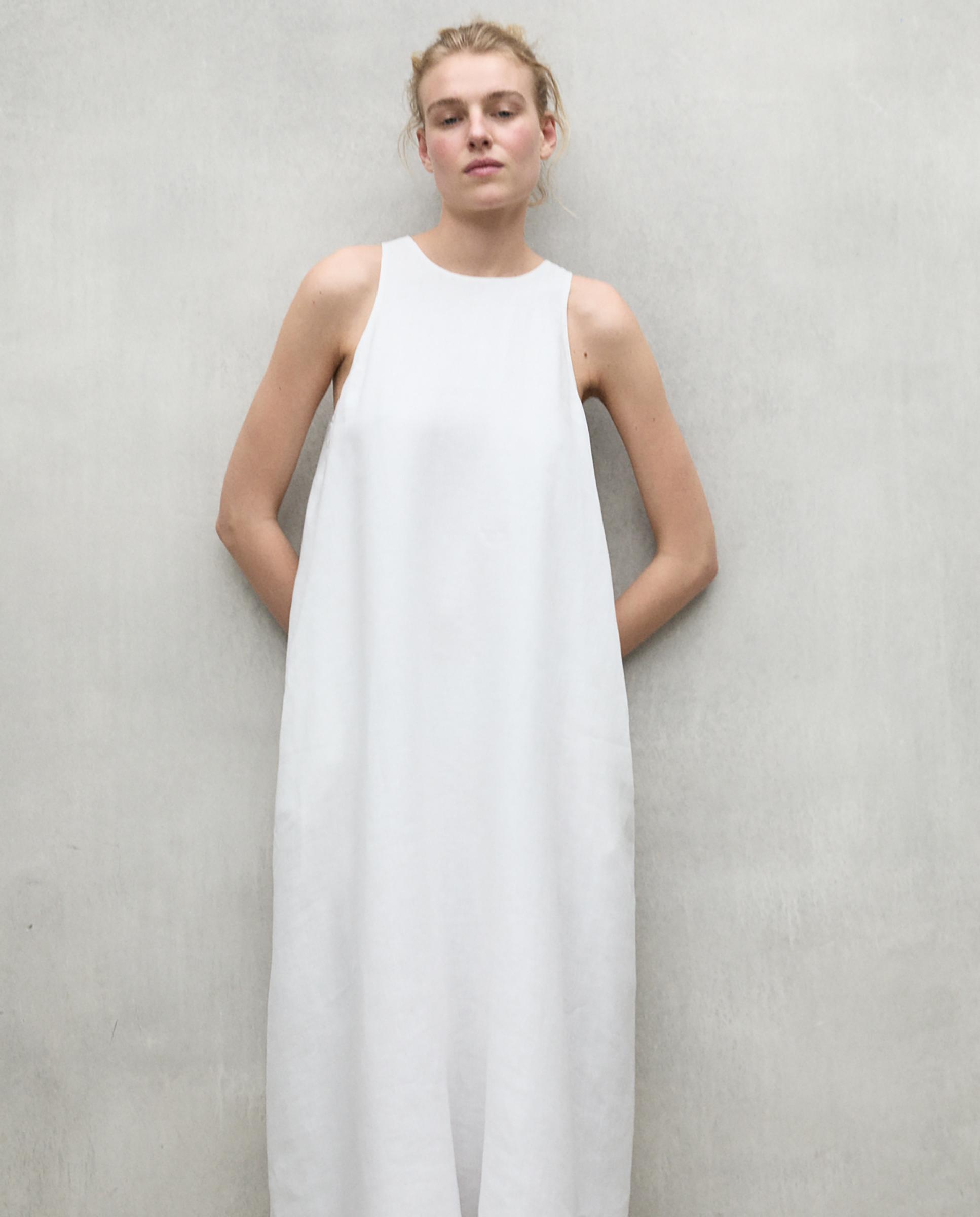 Vestido largo sin mangas de lino - Ecoalf - Blanco Blanco-4