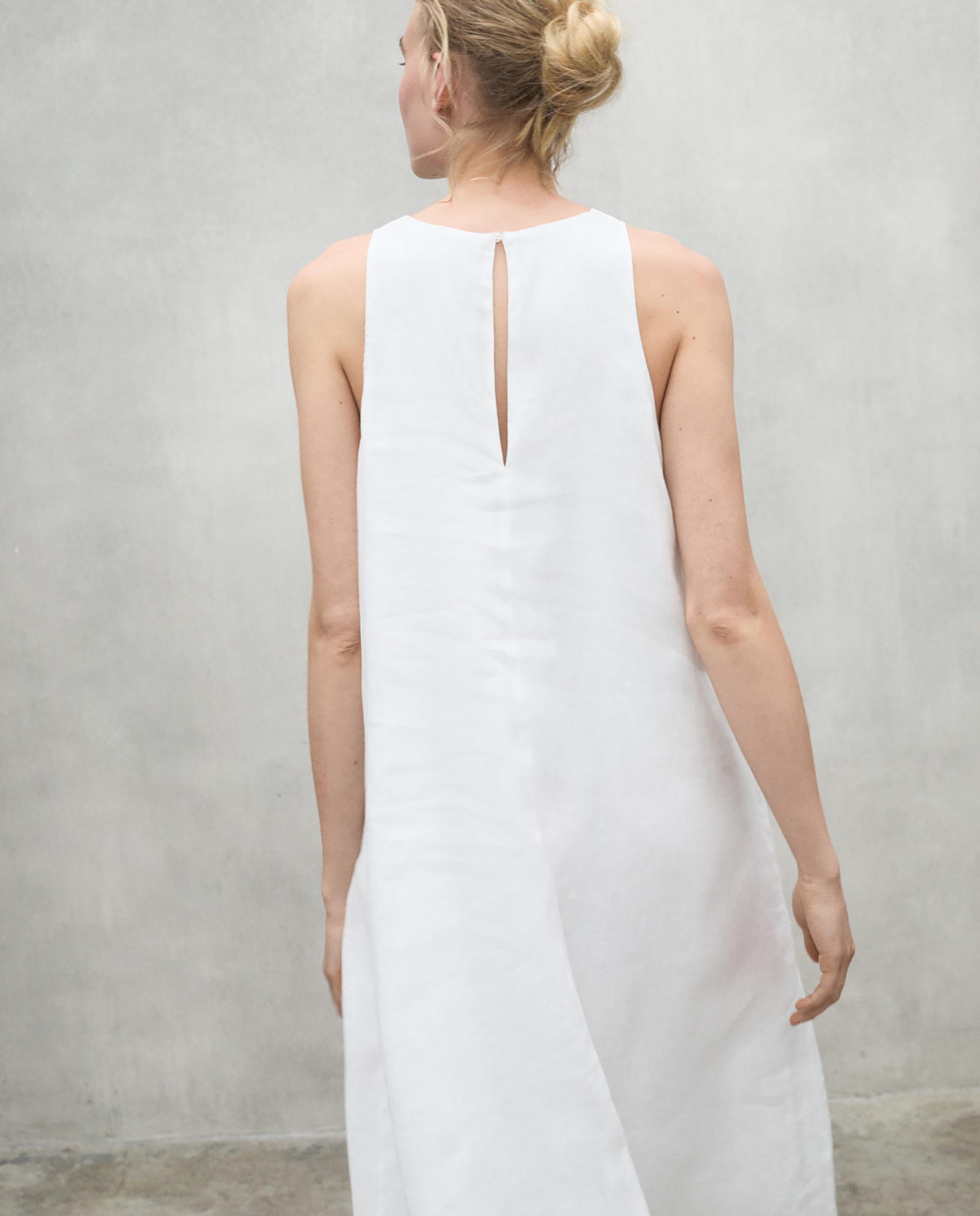 Vestido largo sin mangas de lino - Ecoalf - Blanco Blanco-5