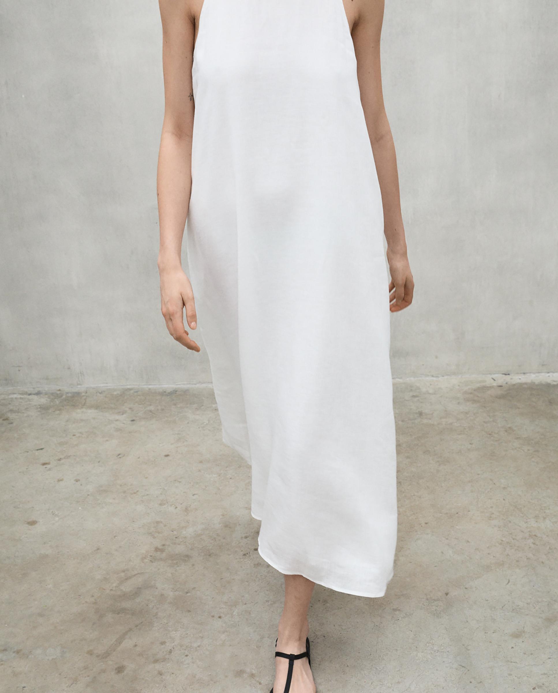 Vestido largo sin mangas de lino - Ecoalf - Blanco Blanco-6