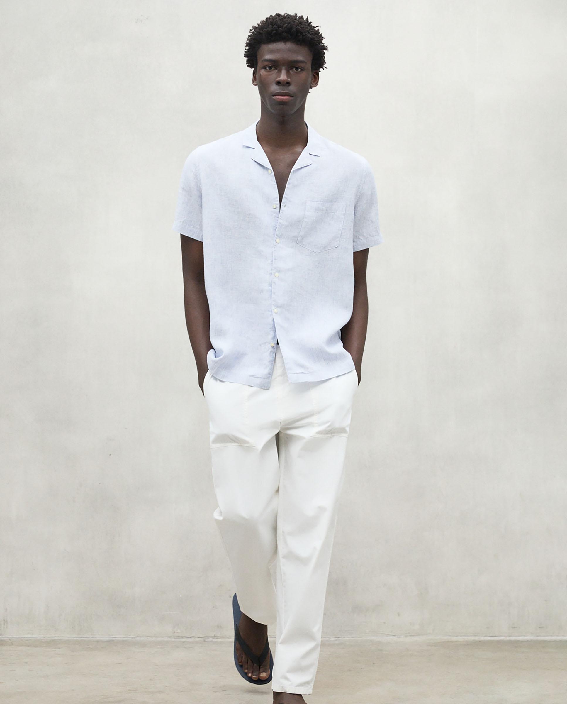 Ecoalf - Camisa de hombre lisa de manga corta y bolsillo en pecho.