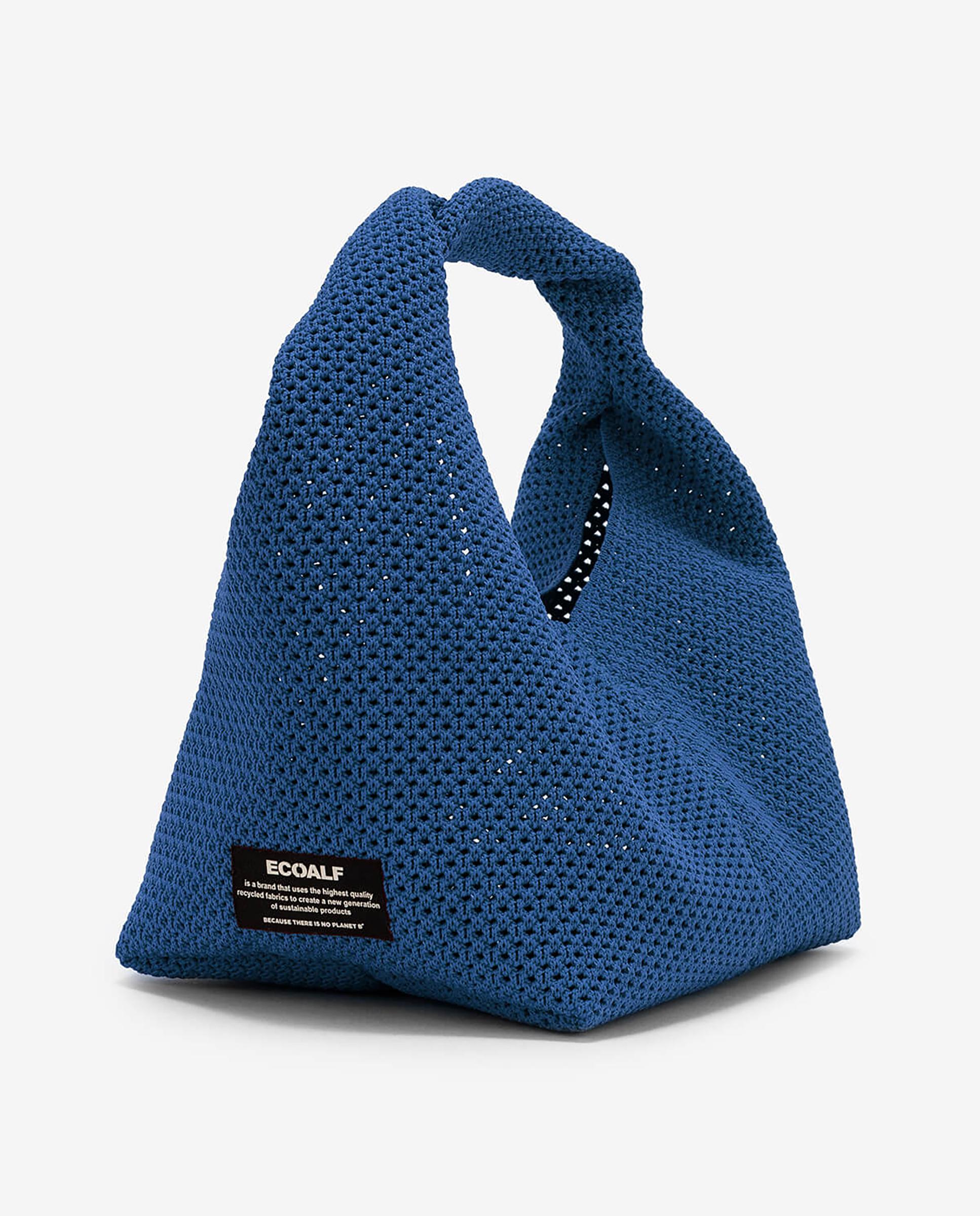 Bolso de mano de mujer con cierre de corchete y logo lateral - Ecoalf - Azul Azul-3