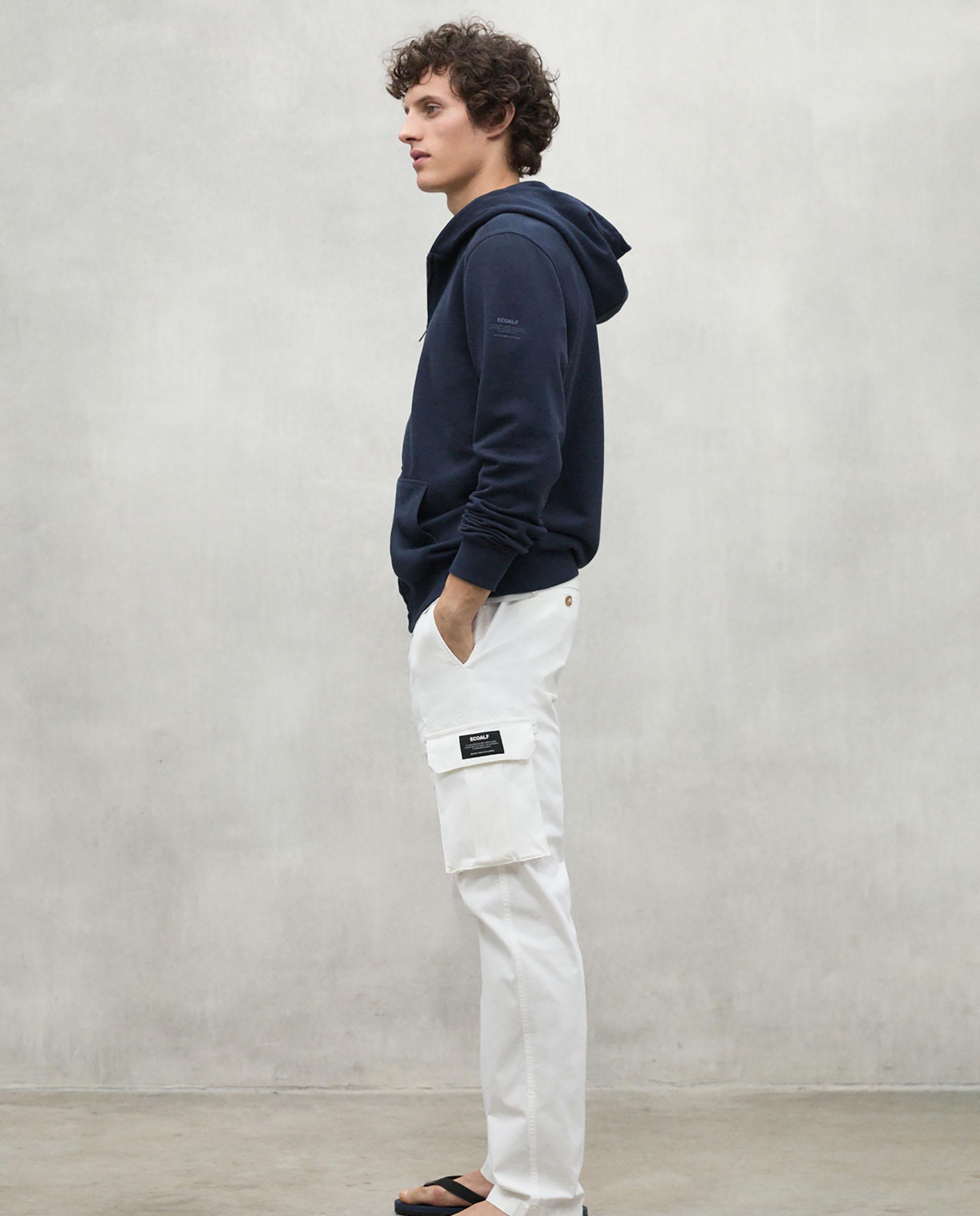 Sudadera de hombre rena con capucha y cremallera - Ecoalf - Azul marino Azul marino-2