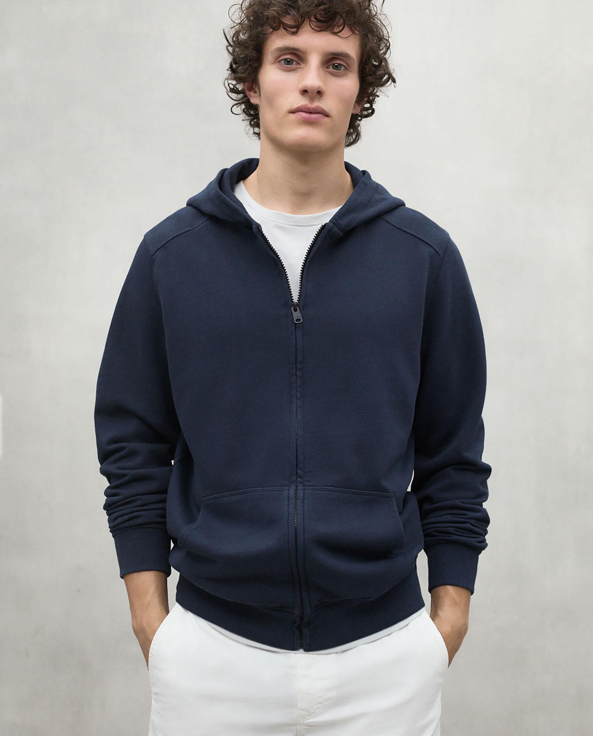 Sudadera de hombre rena con capucha y cremallera - Ecoalf - Azul marino Azul marino-4