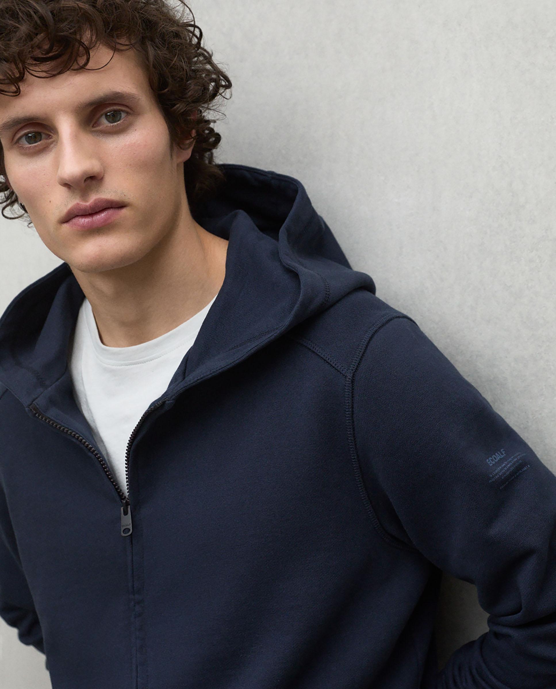 Sudadera de hombre rena con capucha y cremallera - Ecoalf - Azul marino Azul marino-5