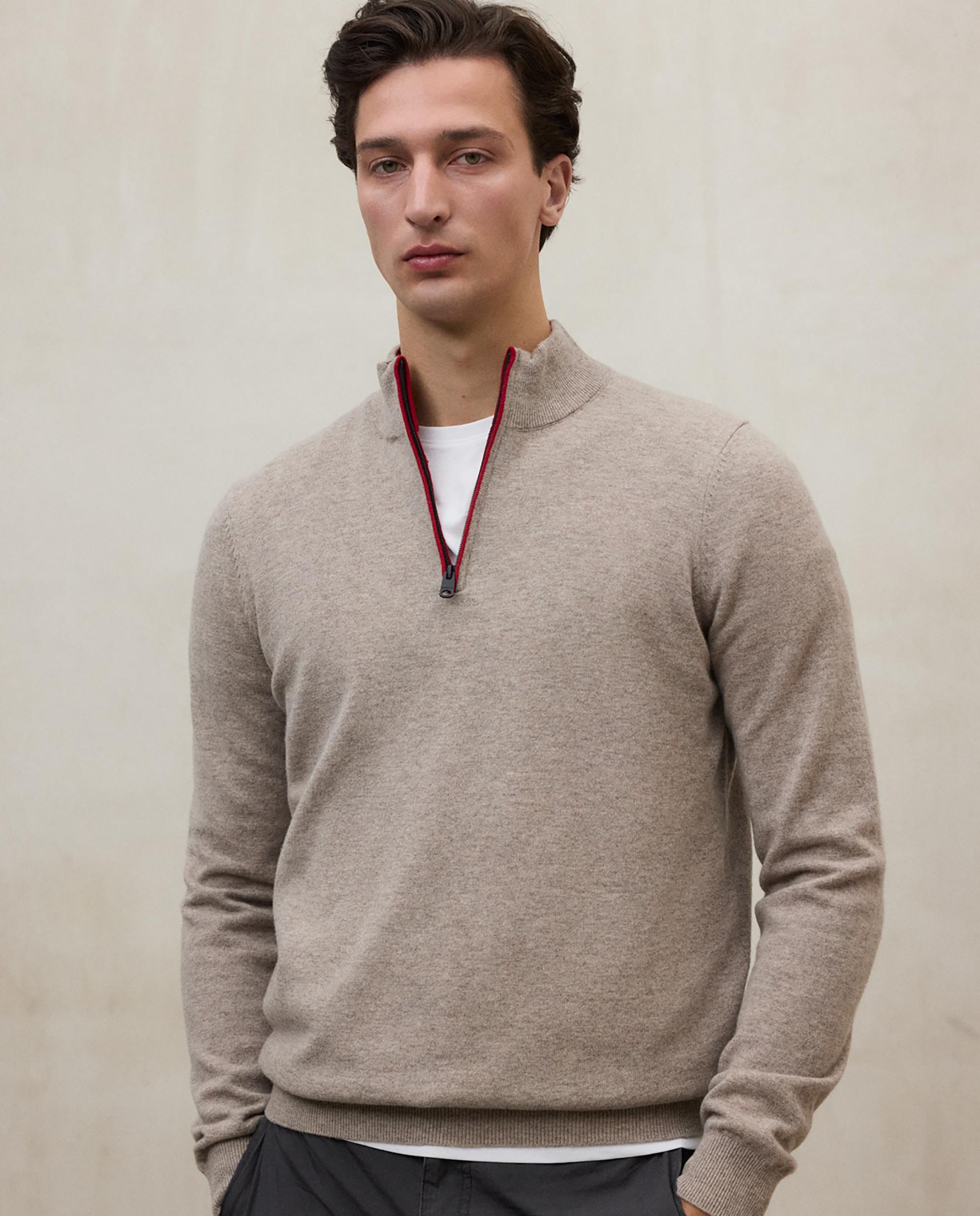 Jersey de hombre de cuello alto y cierre de cremallera Beige Ecoalf ...