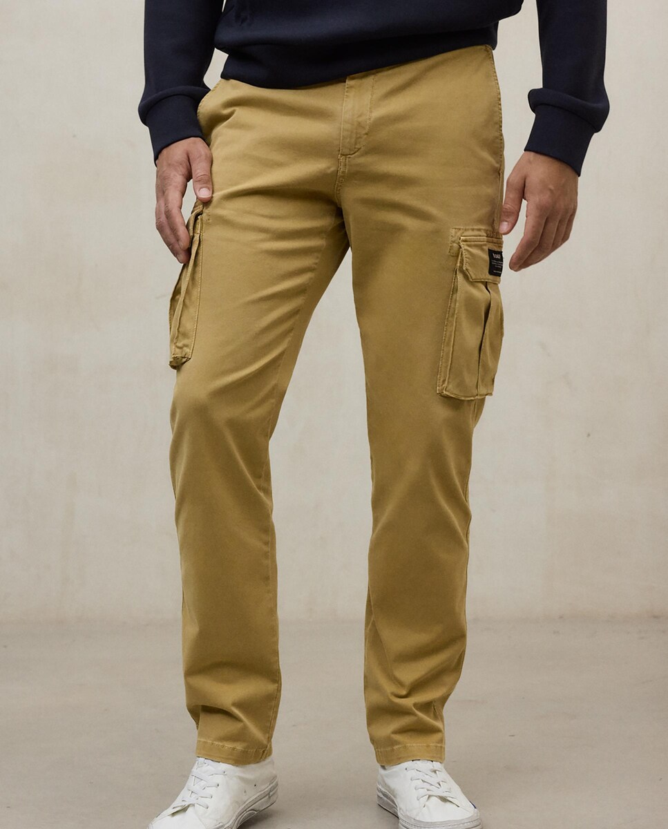 Slim Fit Pantalones Hombre Color Mostaza Hombre Formal Pantalon