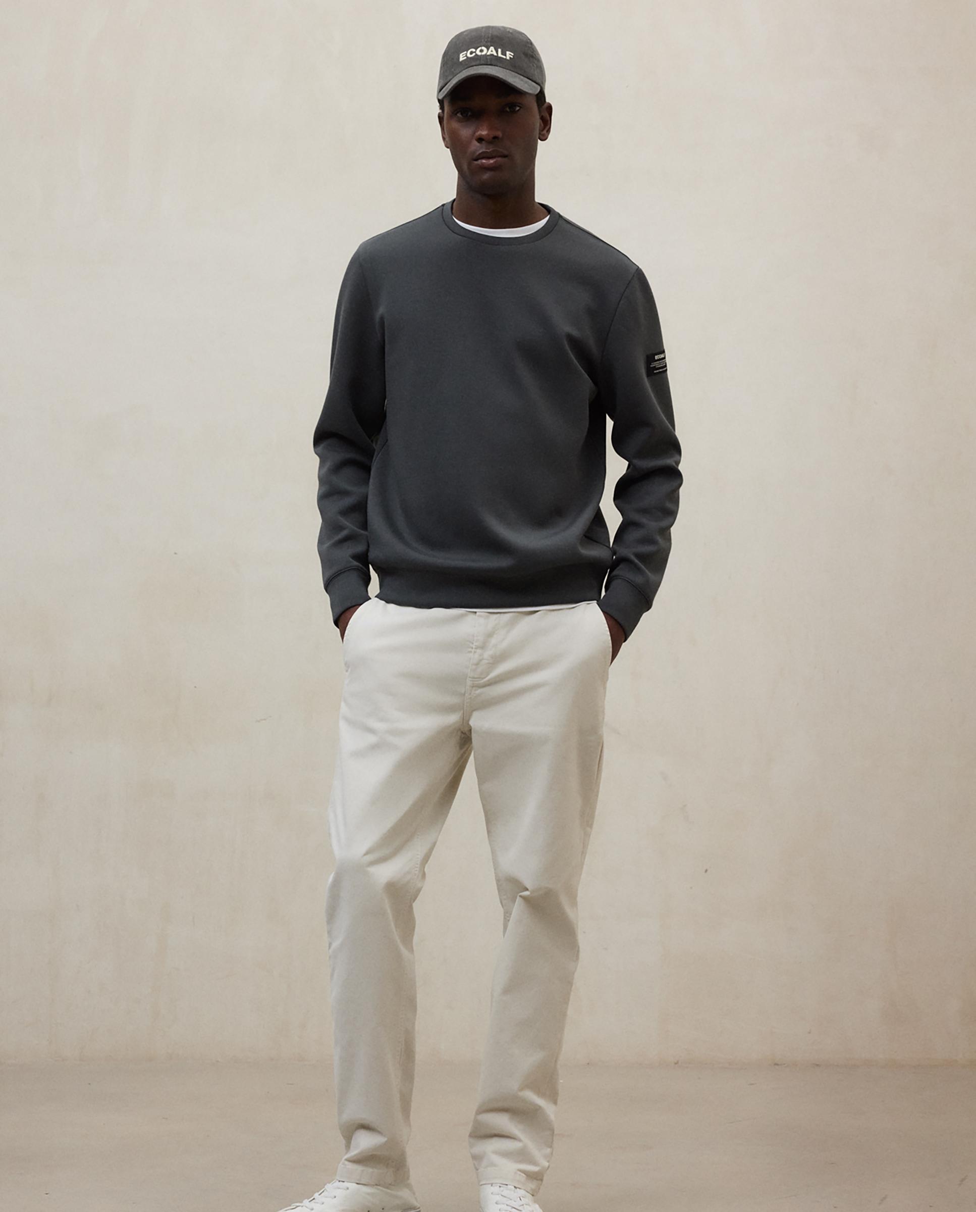 Imagen 0 de Sudadera de hombre con  cuello redondo y discreto logotipo en manga Gris oscuro