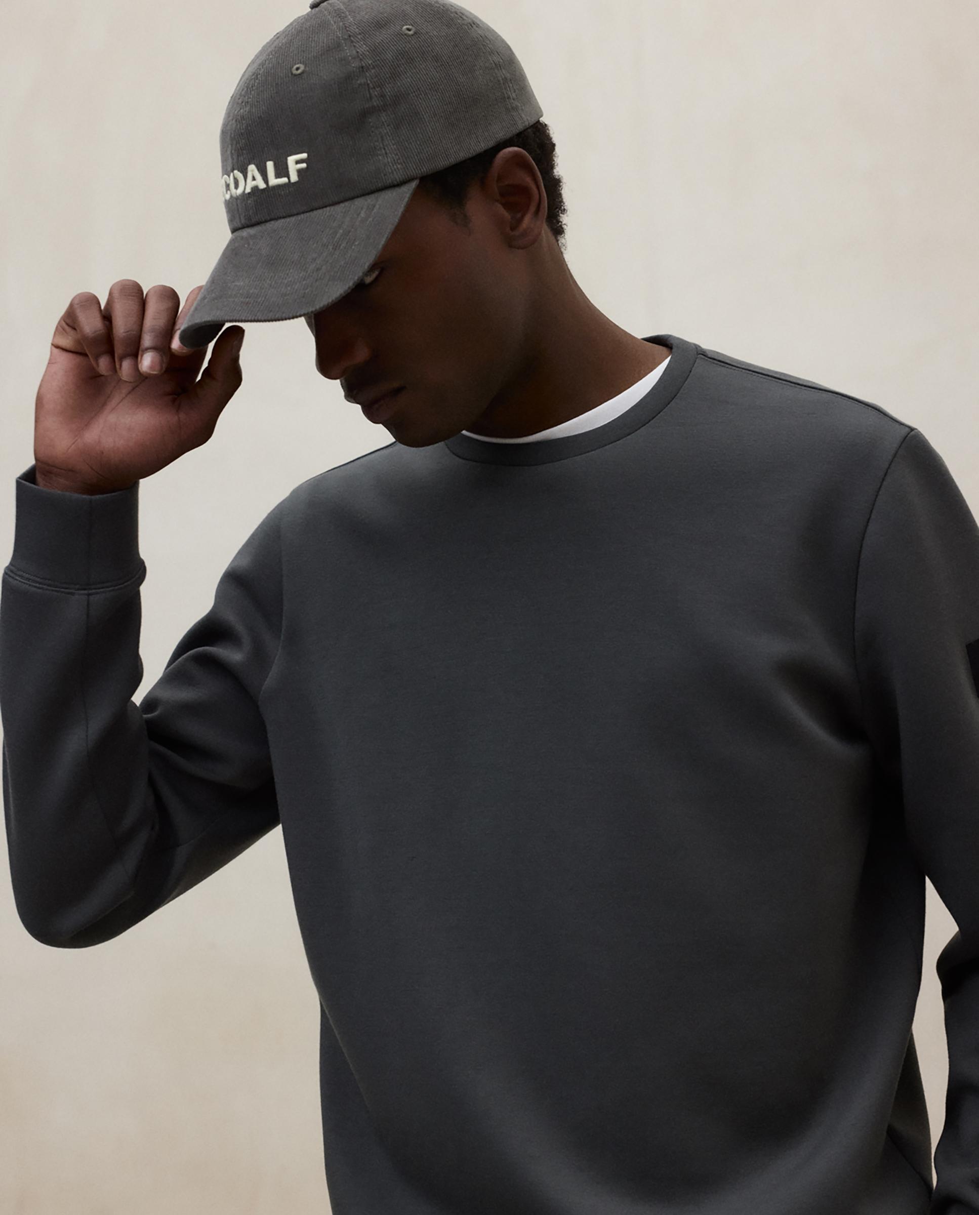Sudadera de hombre con cuello redondo y discreto logotipo en manga - Ecoalf - Gris oscuro Gris oscuro-4