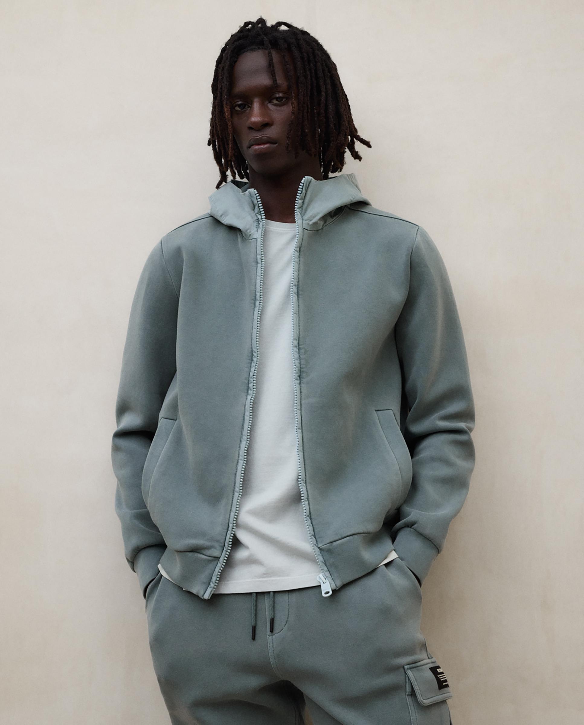 Sudadera con cremallera de hombre con capucha tejida - Ecoalf - Verde grisáceo Verde grisáceo-3
