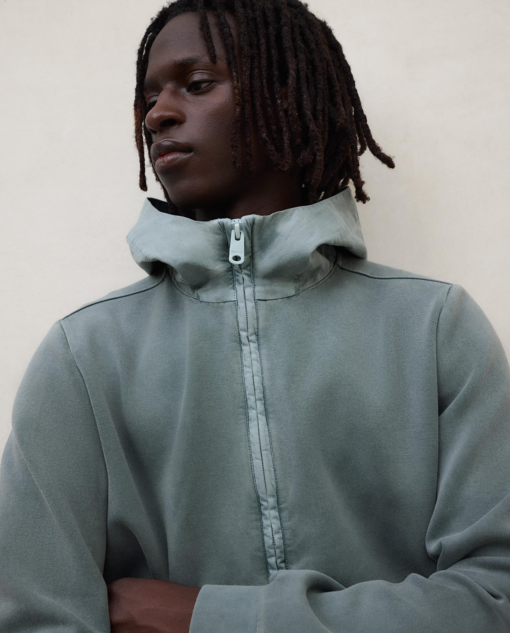 Sudadera con cremallera de hombre con capucha tejida - Ecoalf - Verde grisáceo Verde grisáceo-4