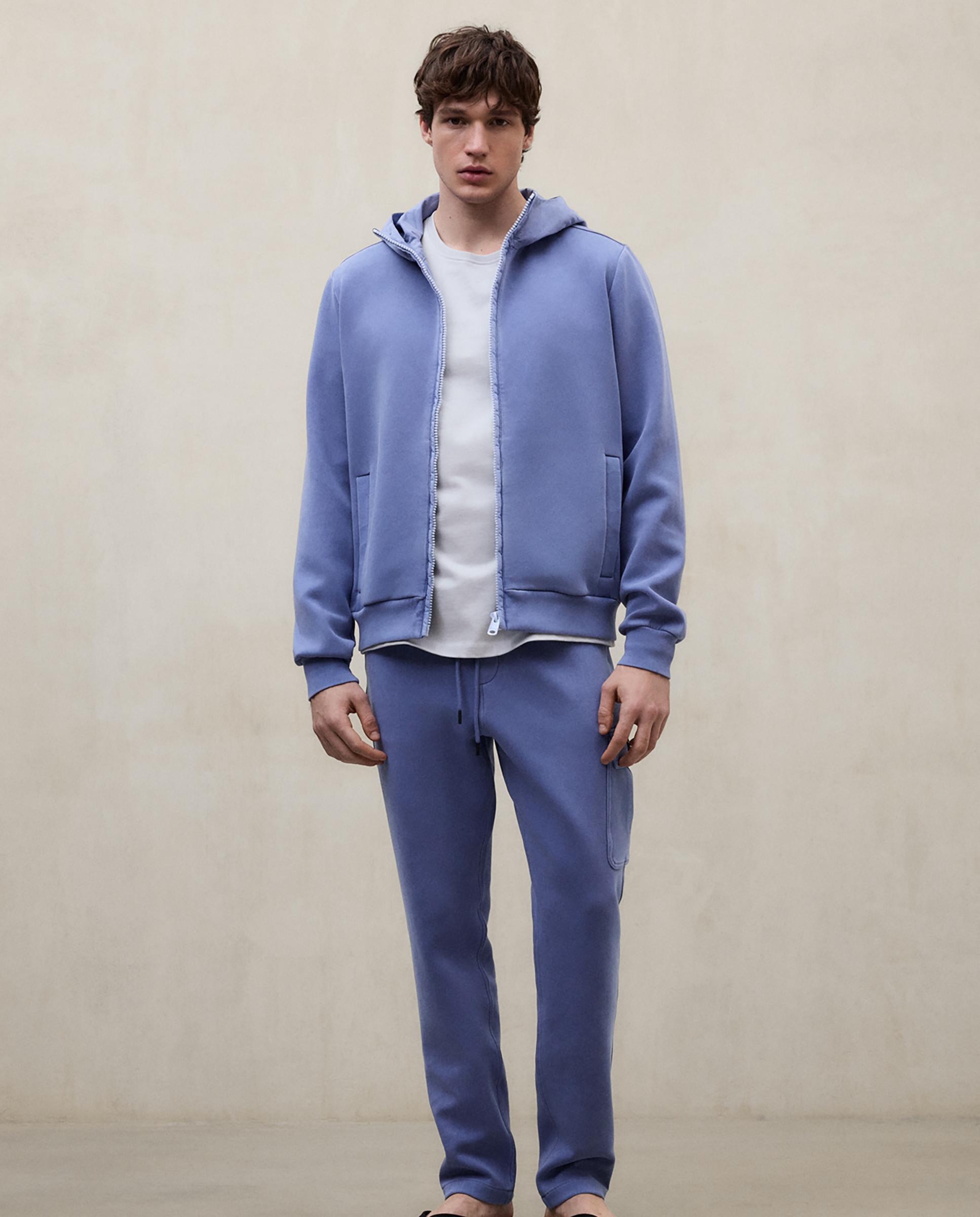 Sudadera con cremallera de hombre con capucha tejida - Ecoalf - Azul celeste Azul celeste-1