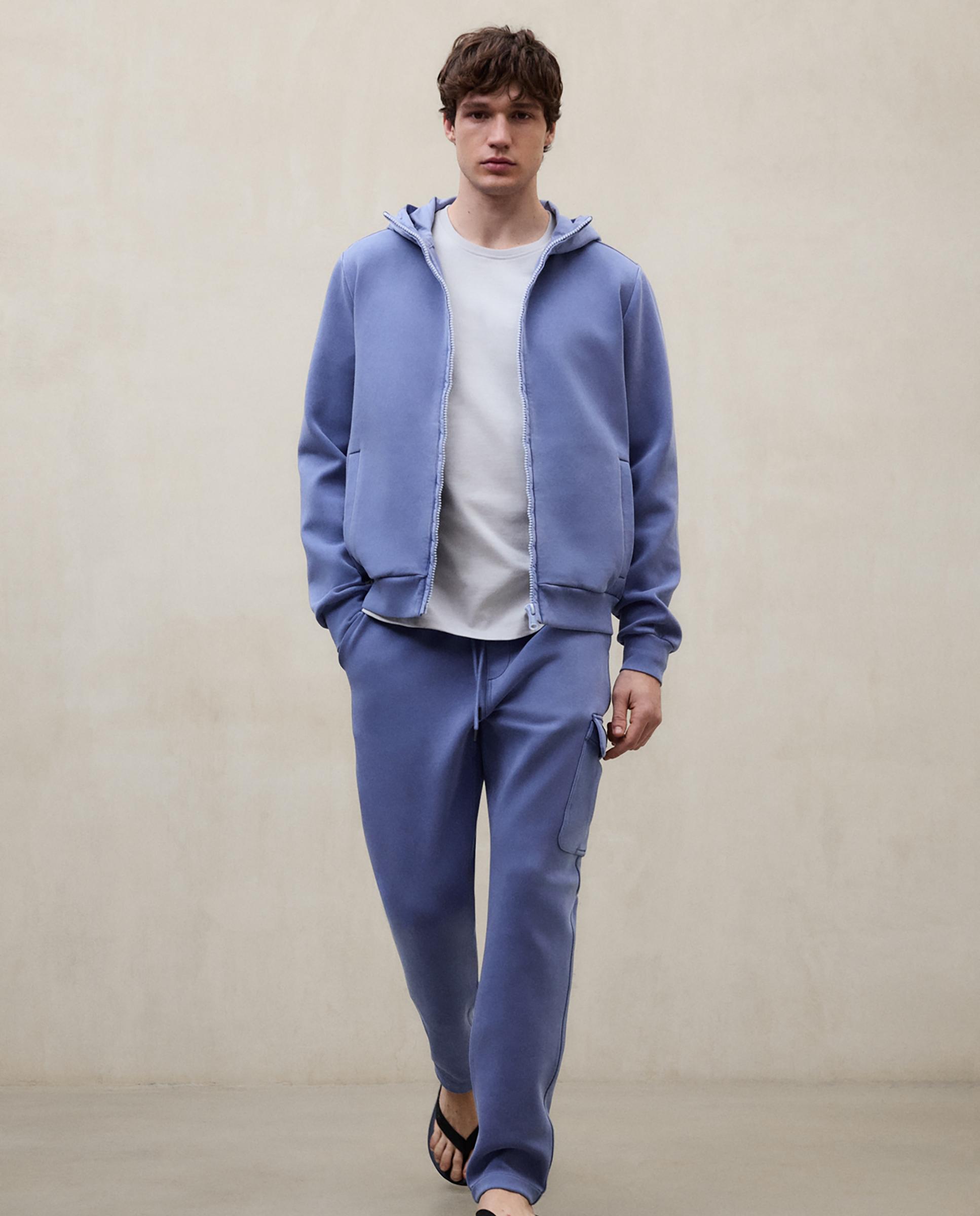Sudadera con cremallera de hombre con capucha tejida - Ecoalf - Azul celeste Azul celeste-3