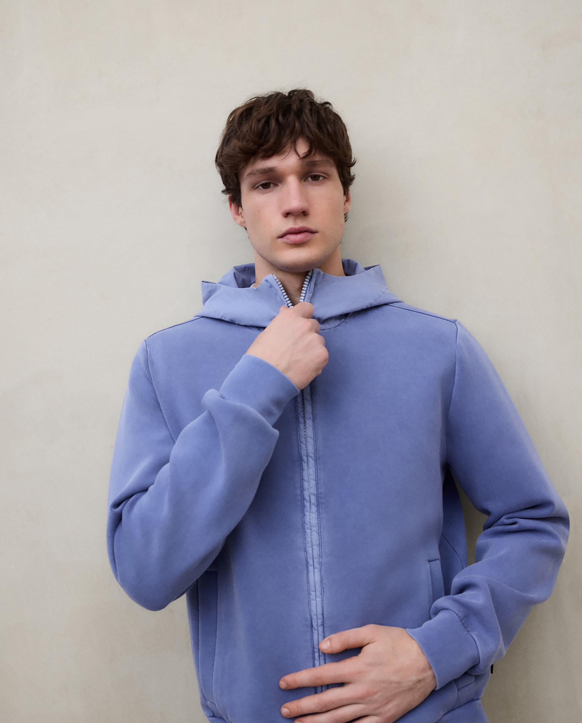 Sudadera con cremallera de hombre con capucha tejida - Ecoalf - Azul celeste Azul celeste-6