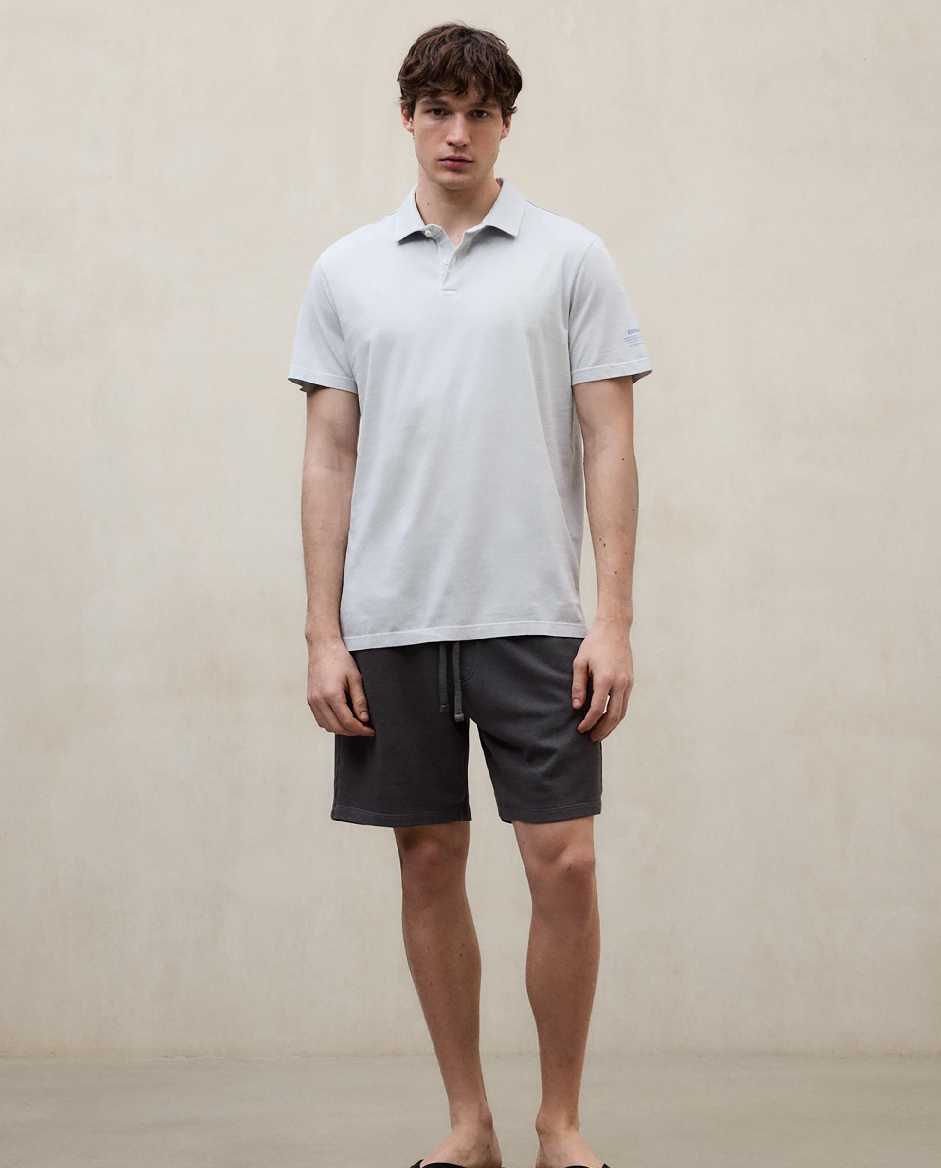 Polo de manga corta de hombre en algodón con logo bordado - Ecoalf - Azul claro Azul claro-1