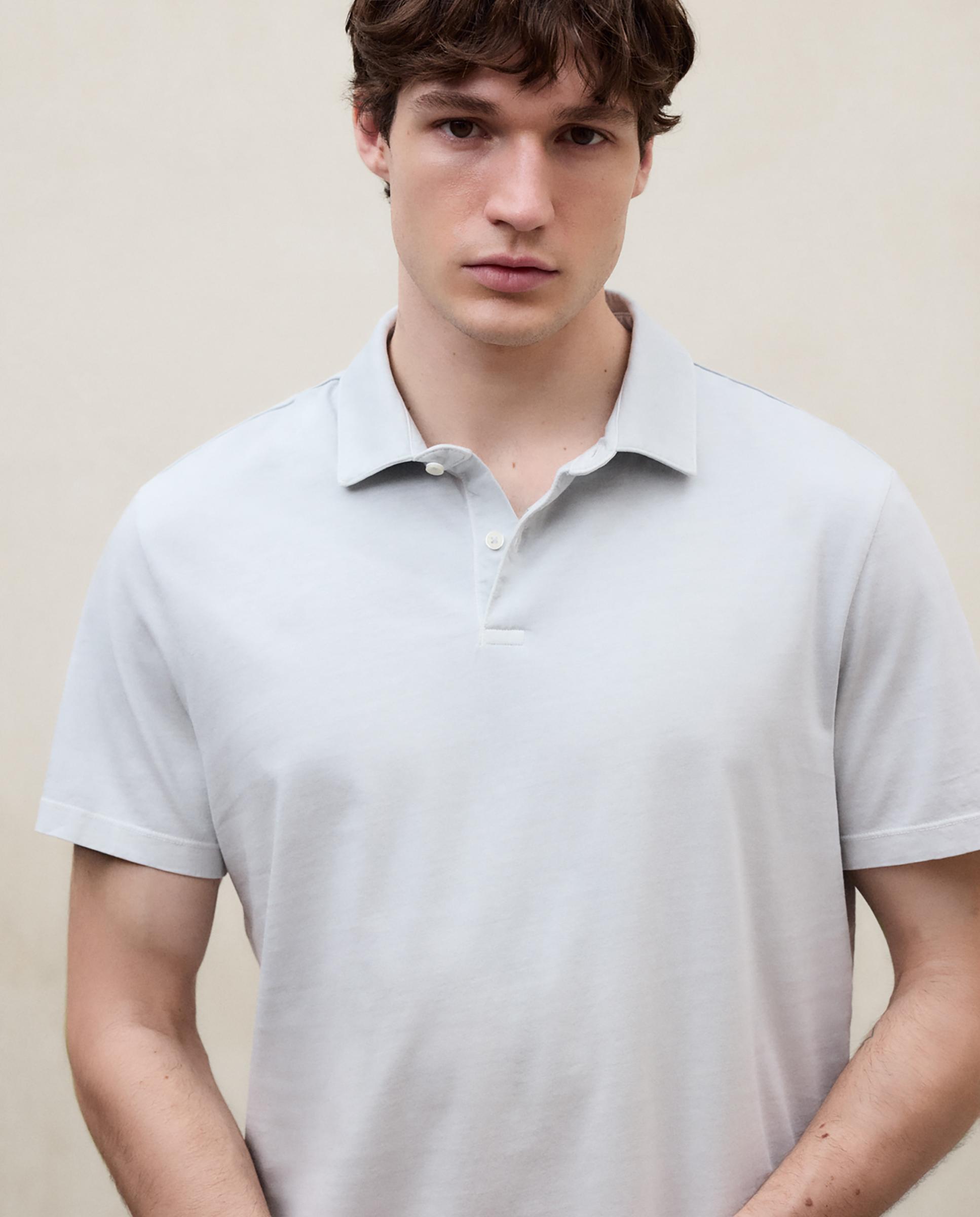 Polo de manga corta de hombre en algodón con logo bordado - Ecoalf - Azul claro Azul claro-4