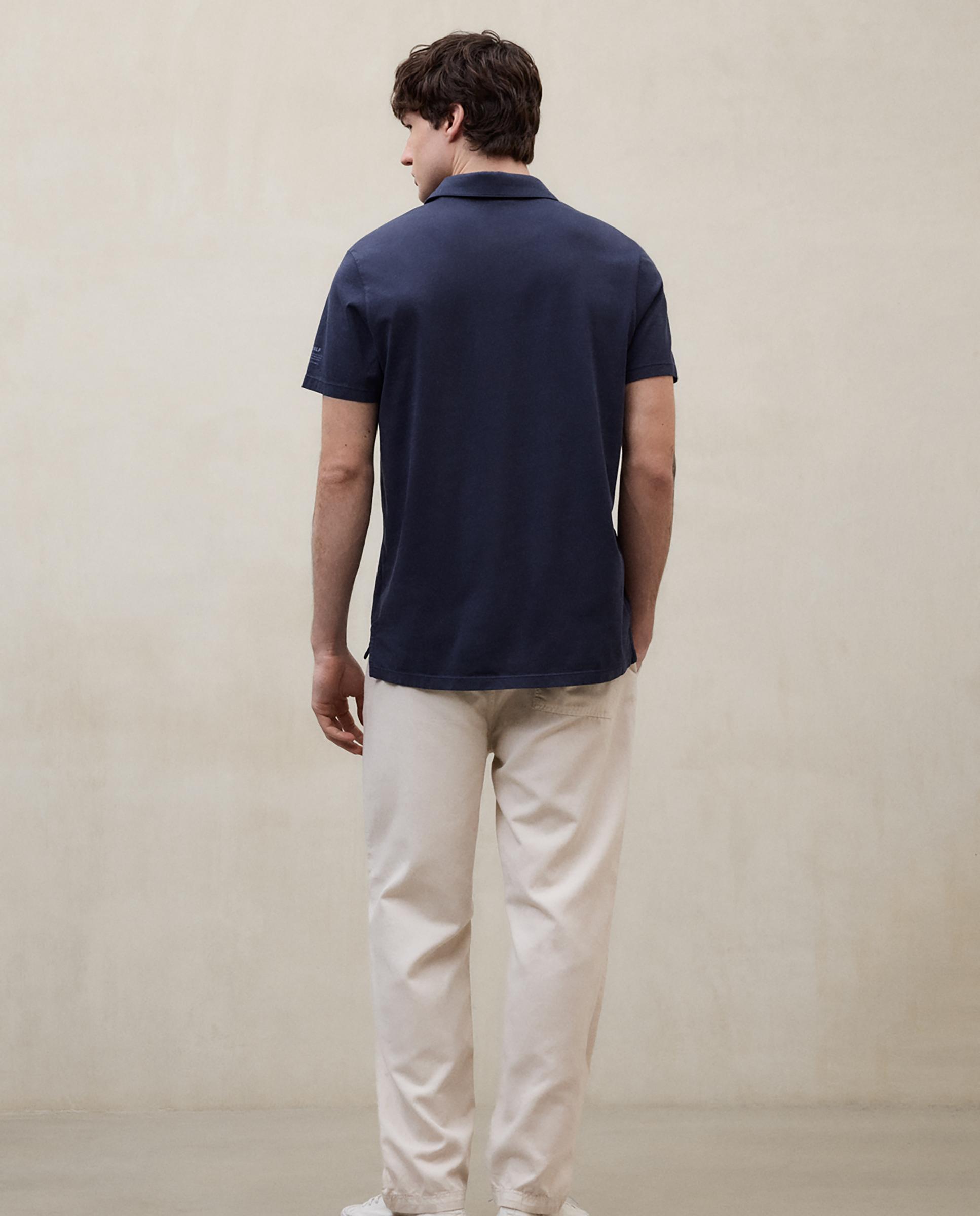 Polo de manga corta de hombre en algodón con logo bordado - Ecoalf - Azul marino Azul marino-2