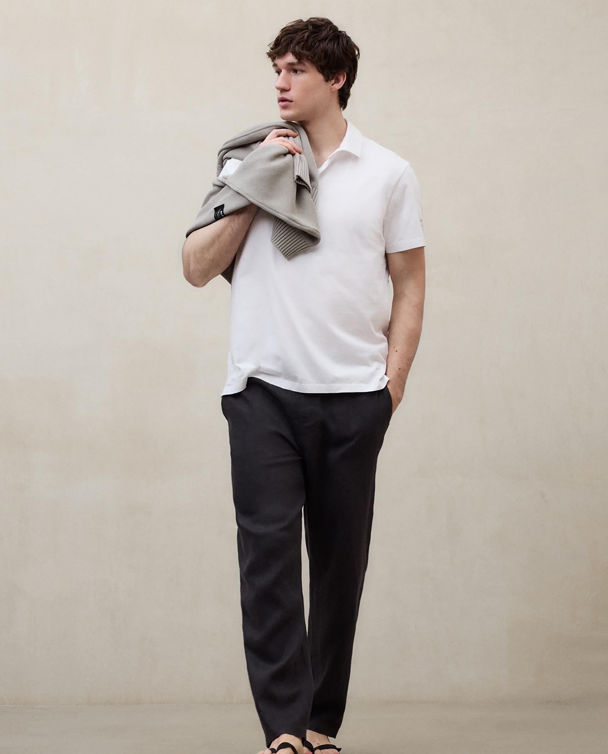 Polo de manga corta de hombre en algodón con logo bordado - Ecoalf - Blanco Blanco-1