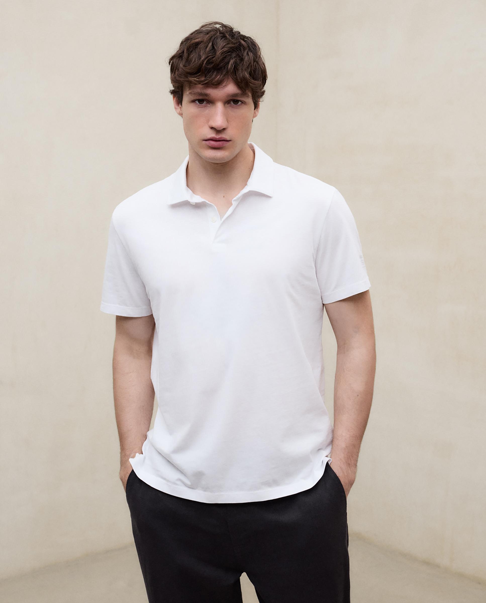 Polo de manga corta de hombre en algodón con logo bordado - Ecoalf - Blanco Blanco-4