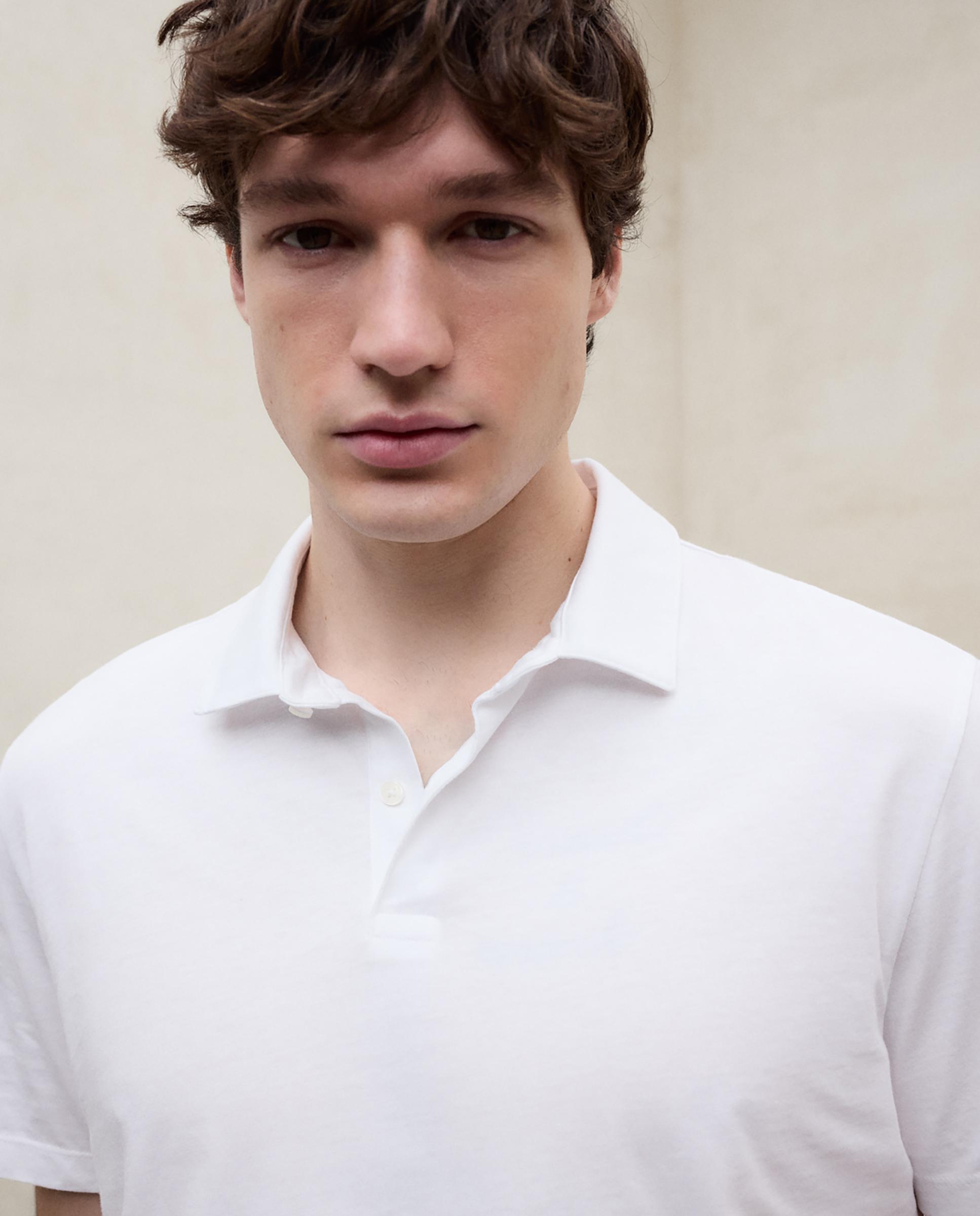 Polo de manga corta de hombre en algodón con logo bordado - Ecoalf - Blanco Blanco-5