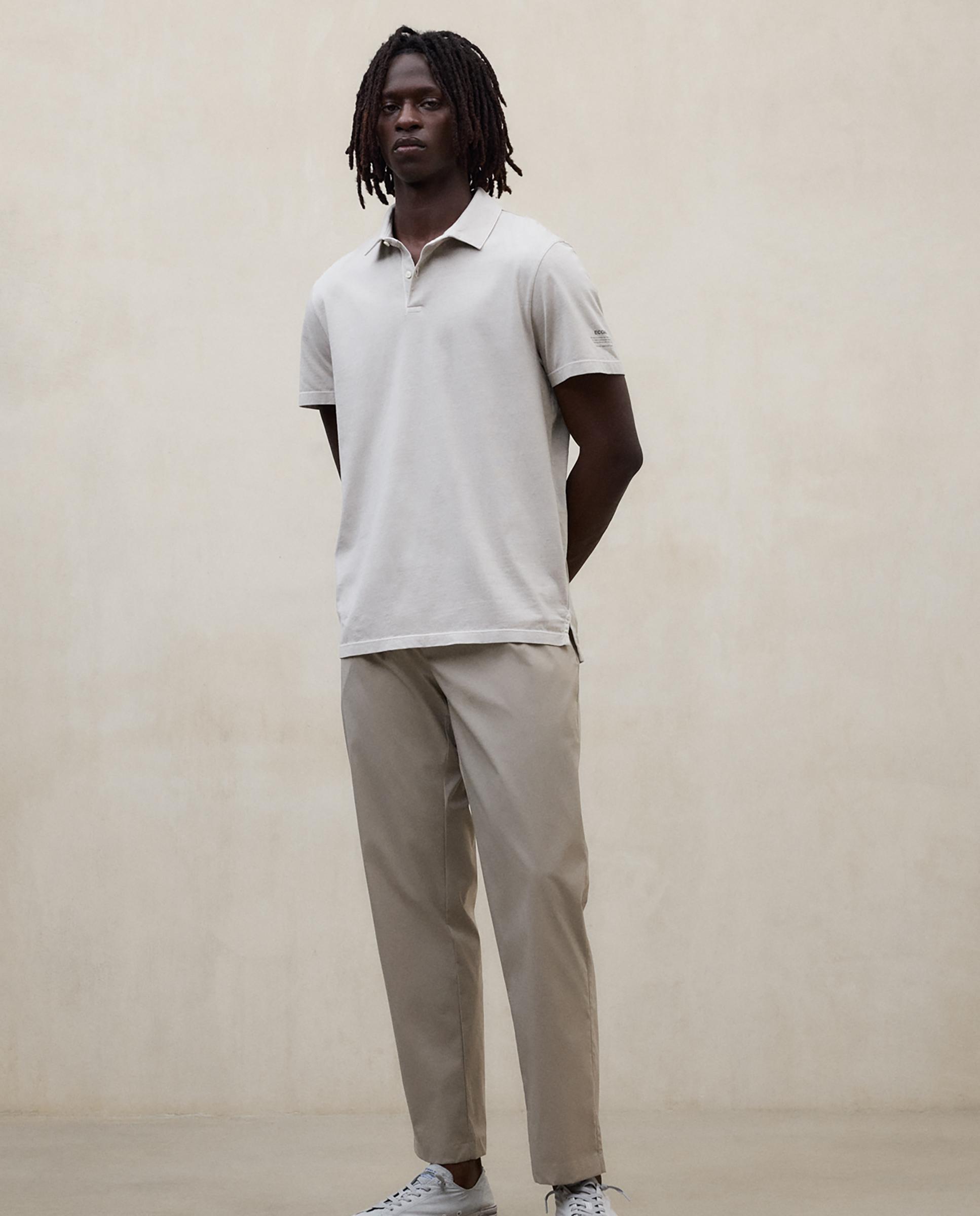 Polo de manga corta de hombre en algodón con logo bordado - Ecoalf - Gris claro Gris claro-1