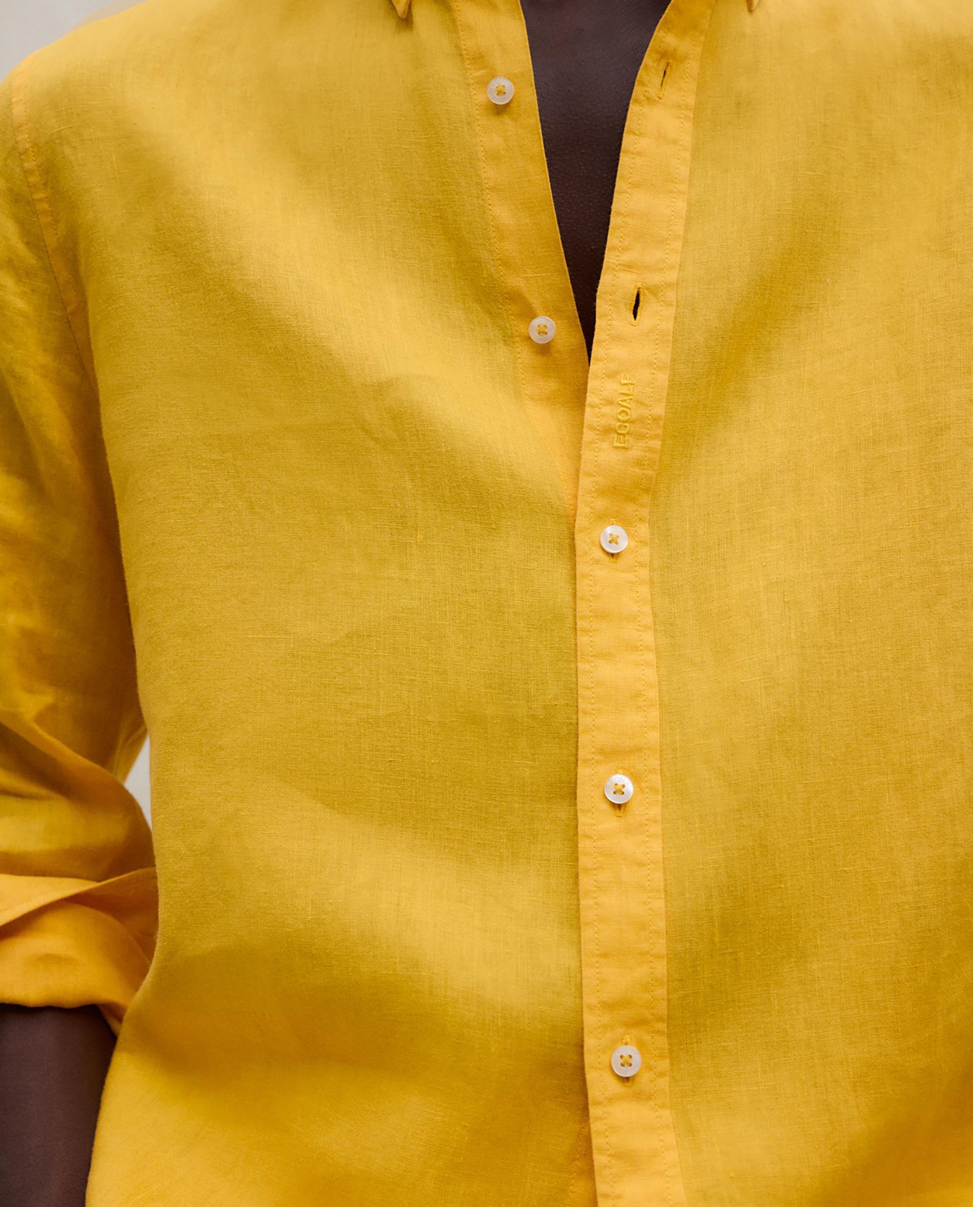 Camisa de lino de hombre de manga larga regular fit - Ecoalf - Amarillo Amarillo-3