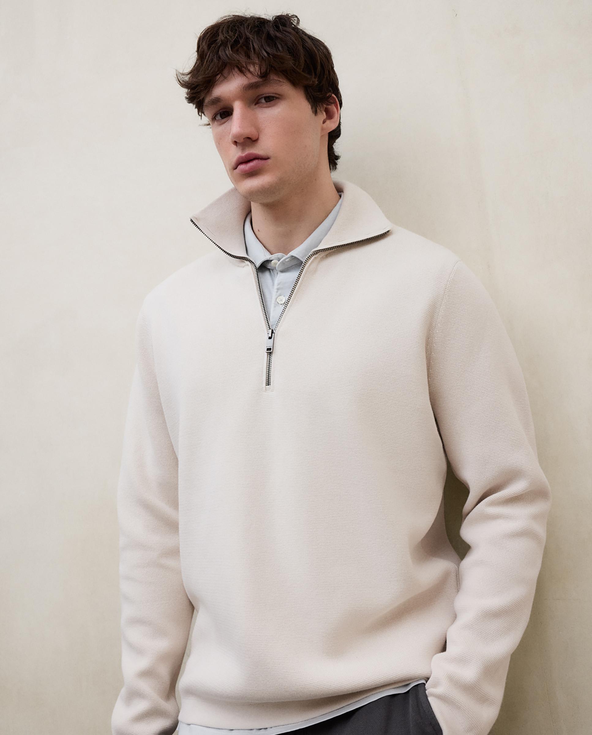 Jersey de hombre de cuello alto con cremallera - Ecoalf - Beige Beige-4