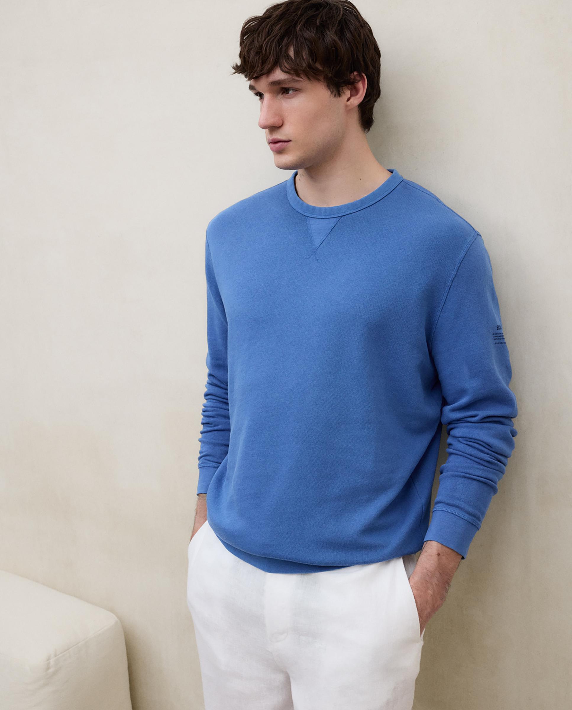 Sudadera sin capucha de hombre de algodón regular fit - Ecoalf - Azulón Azulón-3