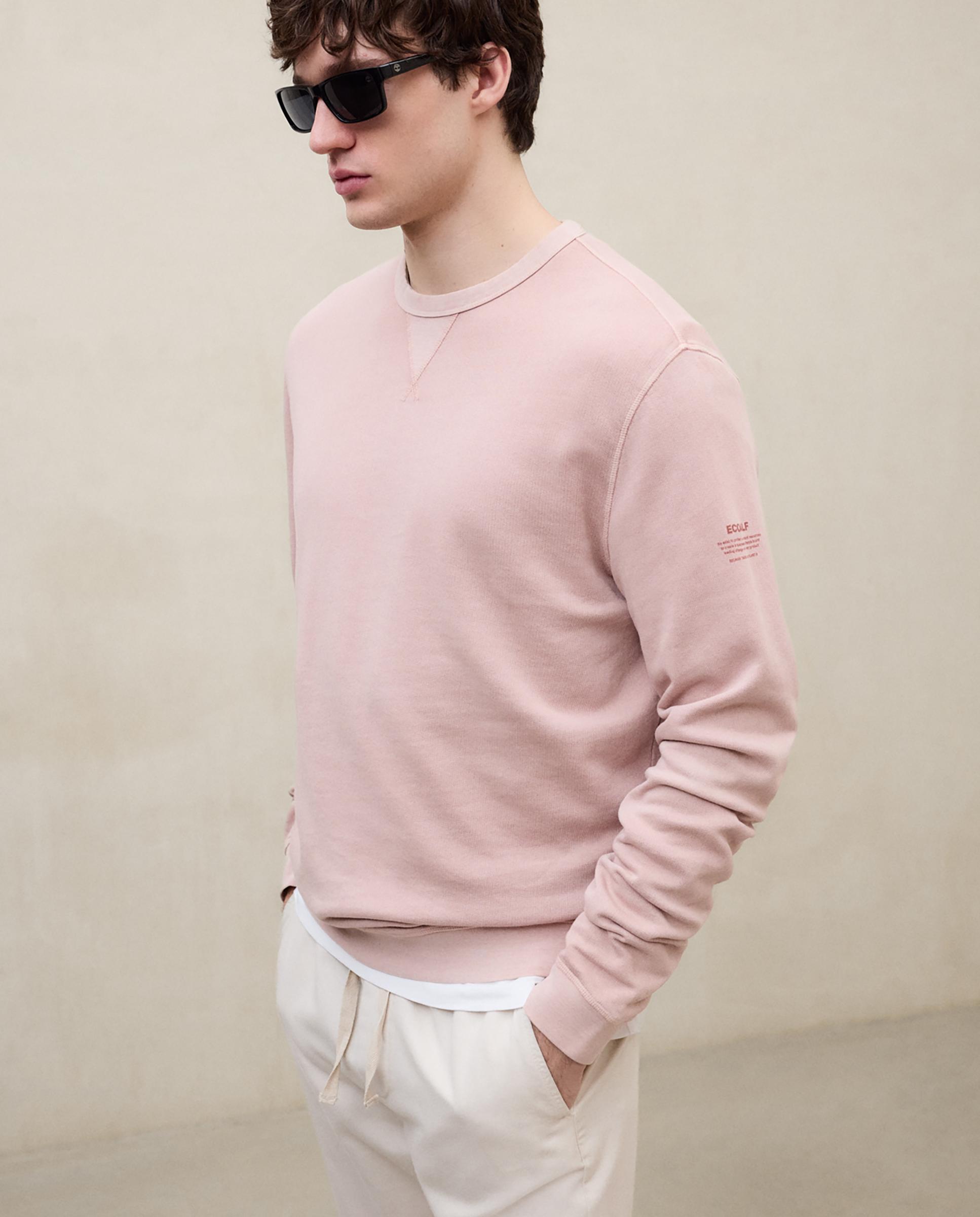 Sudadera sin capucha de hombre de algodón regular fit - Ecoalf - Rosa claro Rosa claro-3