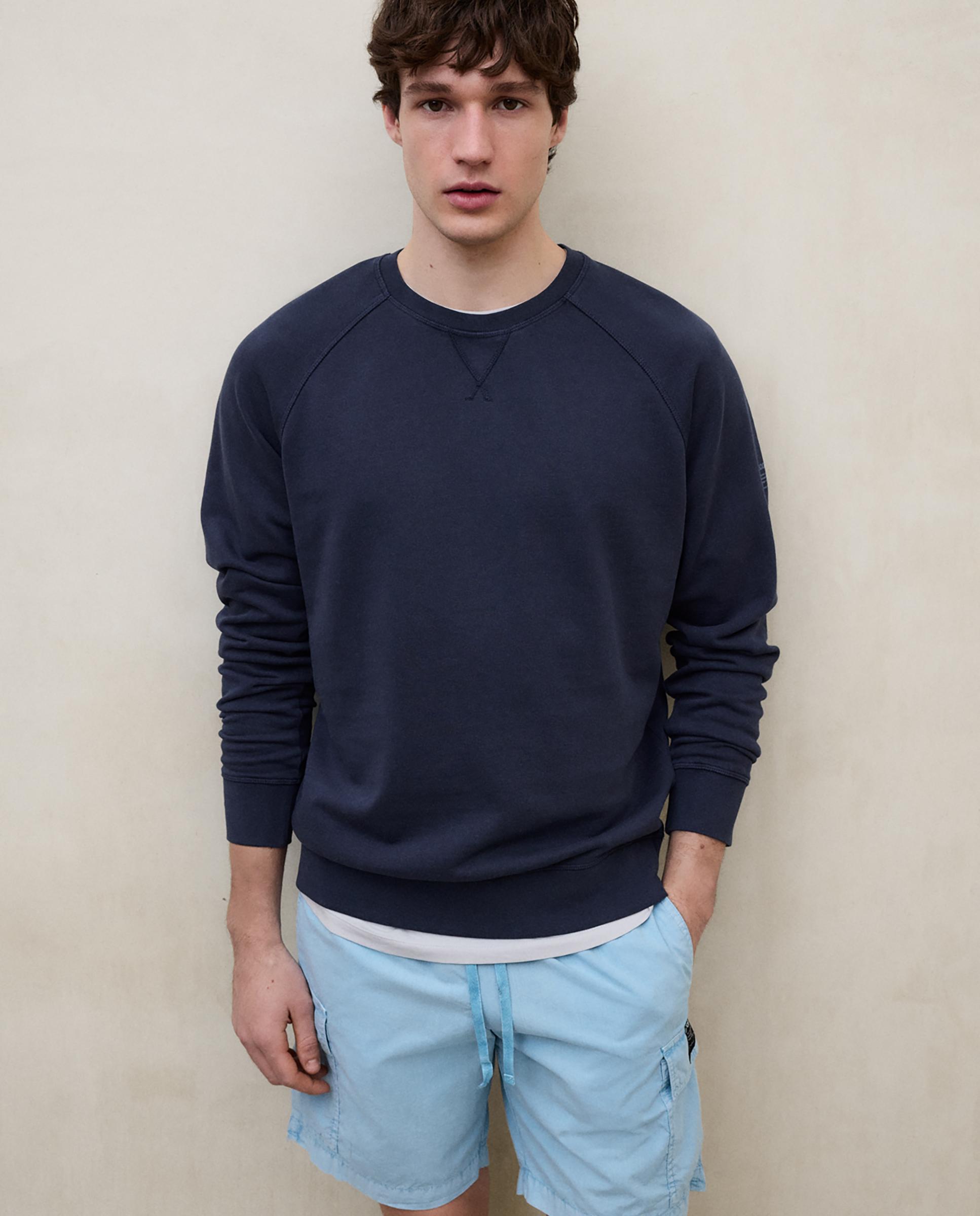 Sudadera sin capucha de hombre de algodón regular fit - Ecoalf - Azul marino Azul marino-3