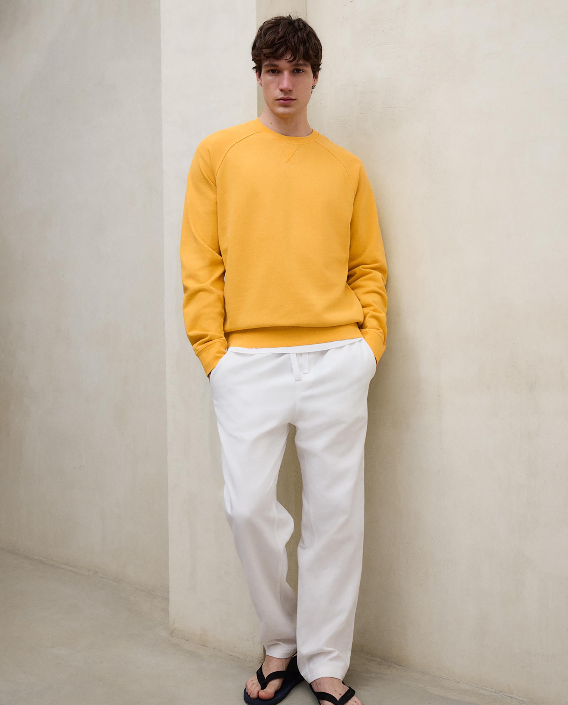 Sudadera sin capucha de hombre de algodón regular fit - Ecoalf - Amarillo Amarillo-4