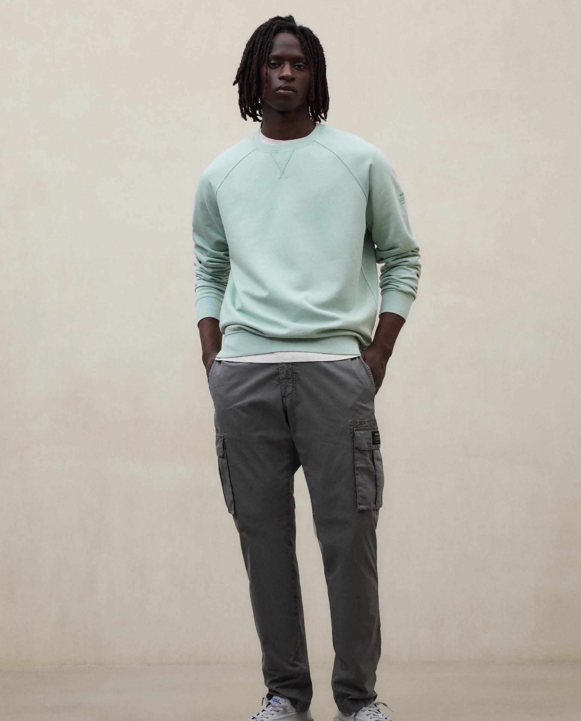 Imagen 0 de Sudadera sin capucha de hombre de algodón regular fit Verde grisáceo