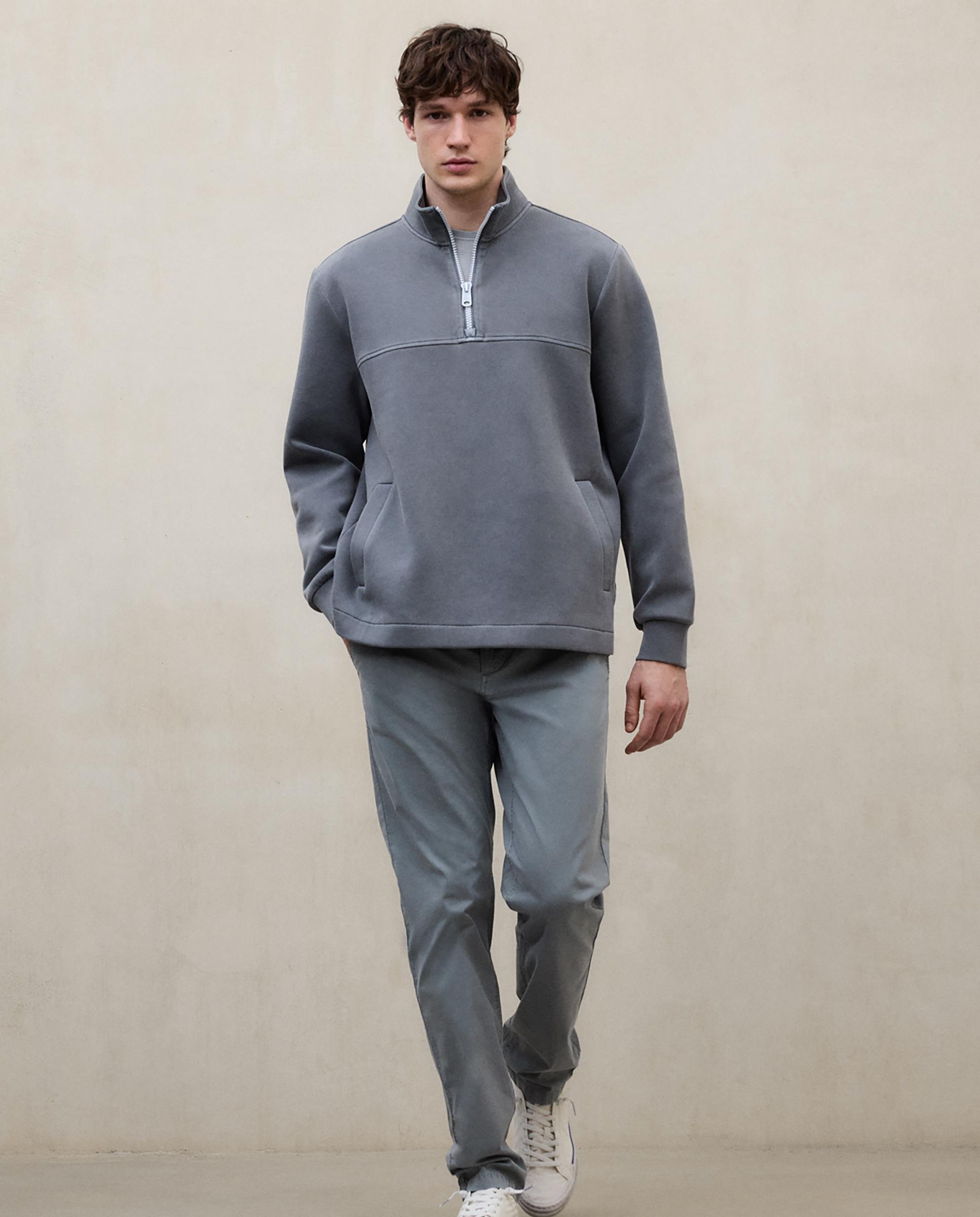 Ecoalf - Sudadera sin capucha de hombre con cuello alto y cremallera.