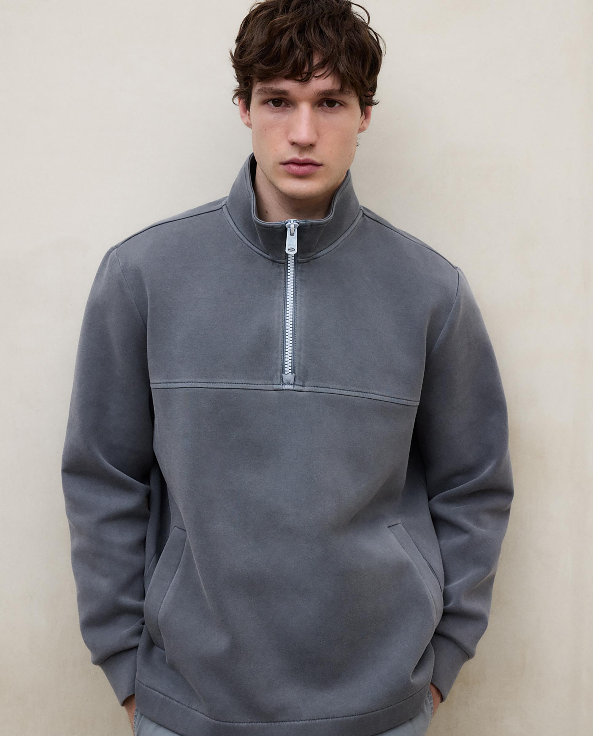 Sudadera sin capucha de hombre con cuello alto y cremallera - Ecoalf - Gris oscuro Gris oscuro-2