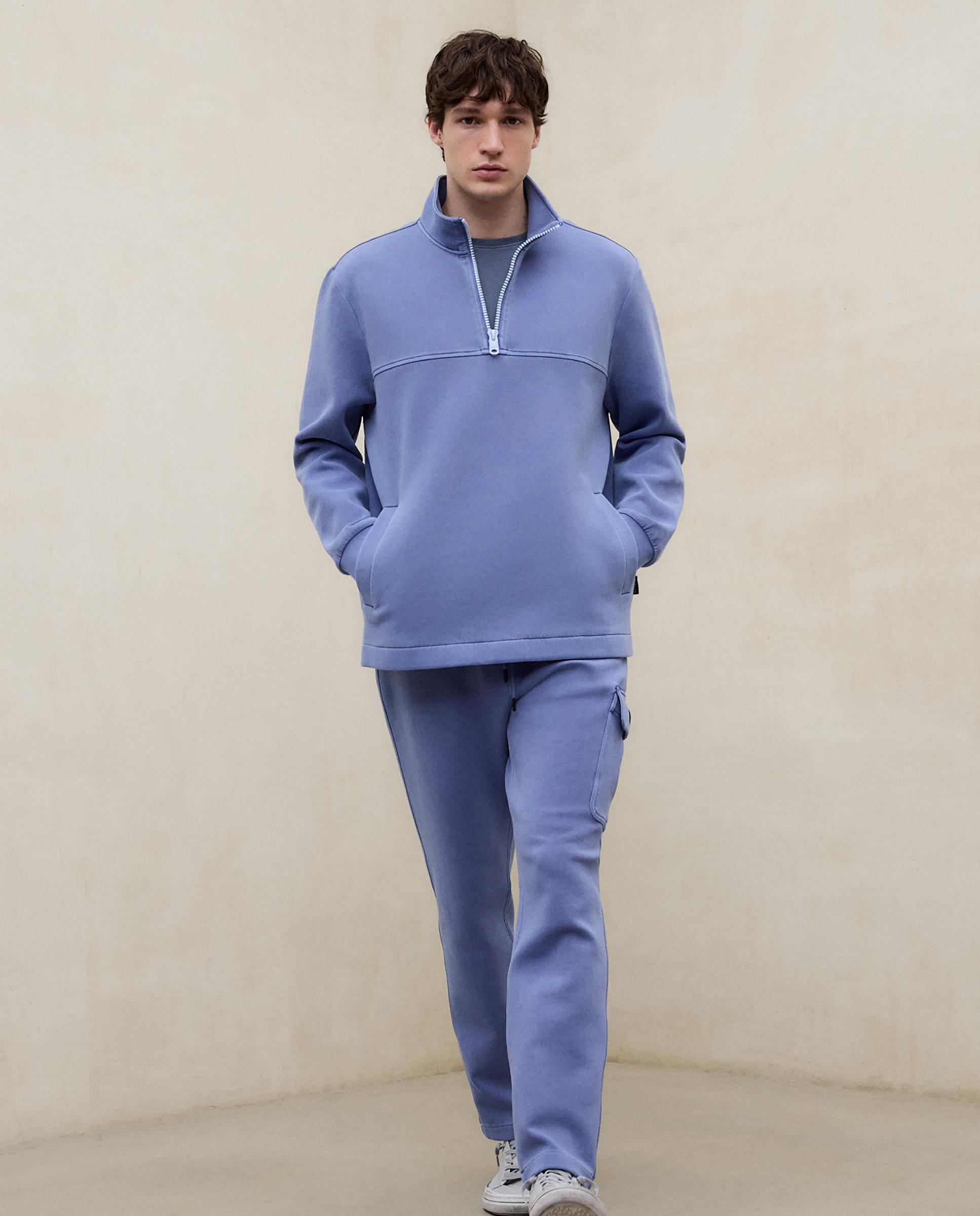 Imagen 0 de Sudadera sin capucha de hombre con cuello alto y cremallera Azul celeste